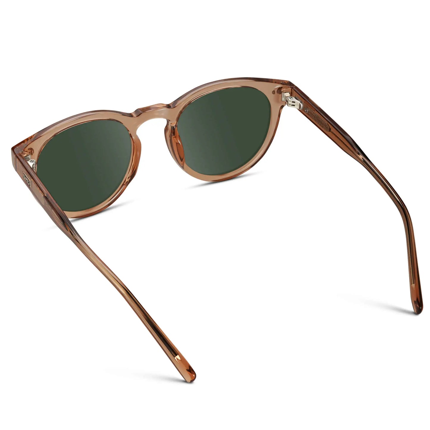 Light Crystal Brown / G15 Lens / Narrow || Brown Round Frame Prescription Sunglasses with Green Lenses
