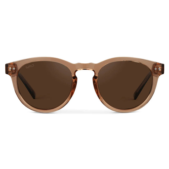 Light Crystal Brown / Brown Lens / Narrow || Women's Brown Round Frame Sunglasses with Brown Polarized Lenses in a Narrow Size