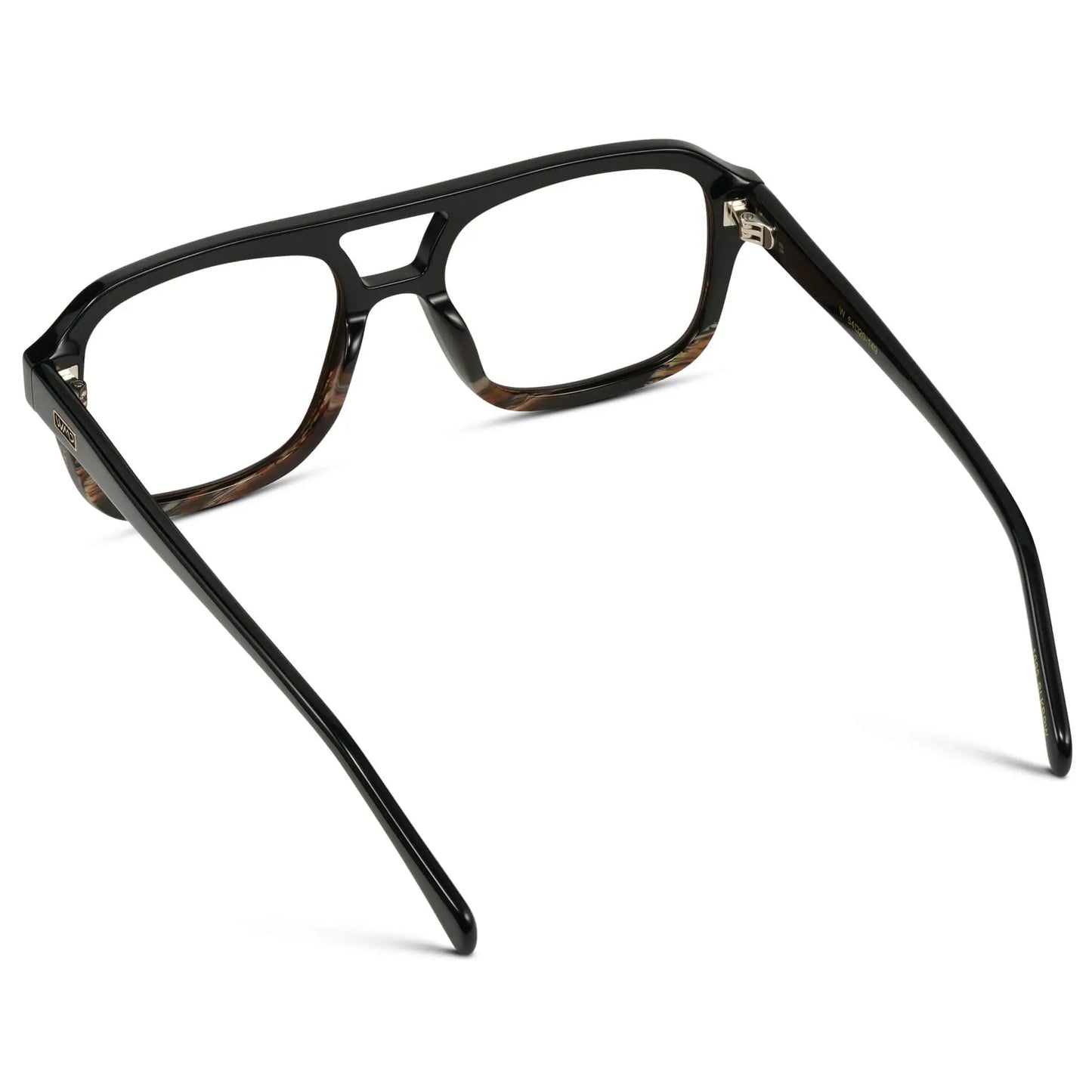 Black Mineral || Back view of Women's Prescription Oversized Square Glasses with Black Frame and Clear Lenses on a white background