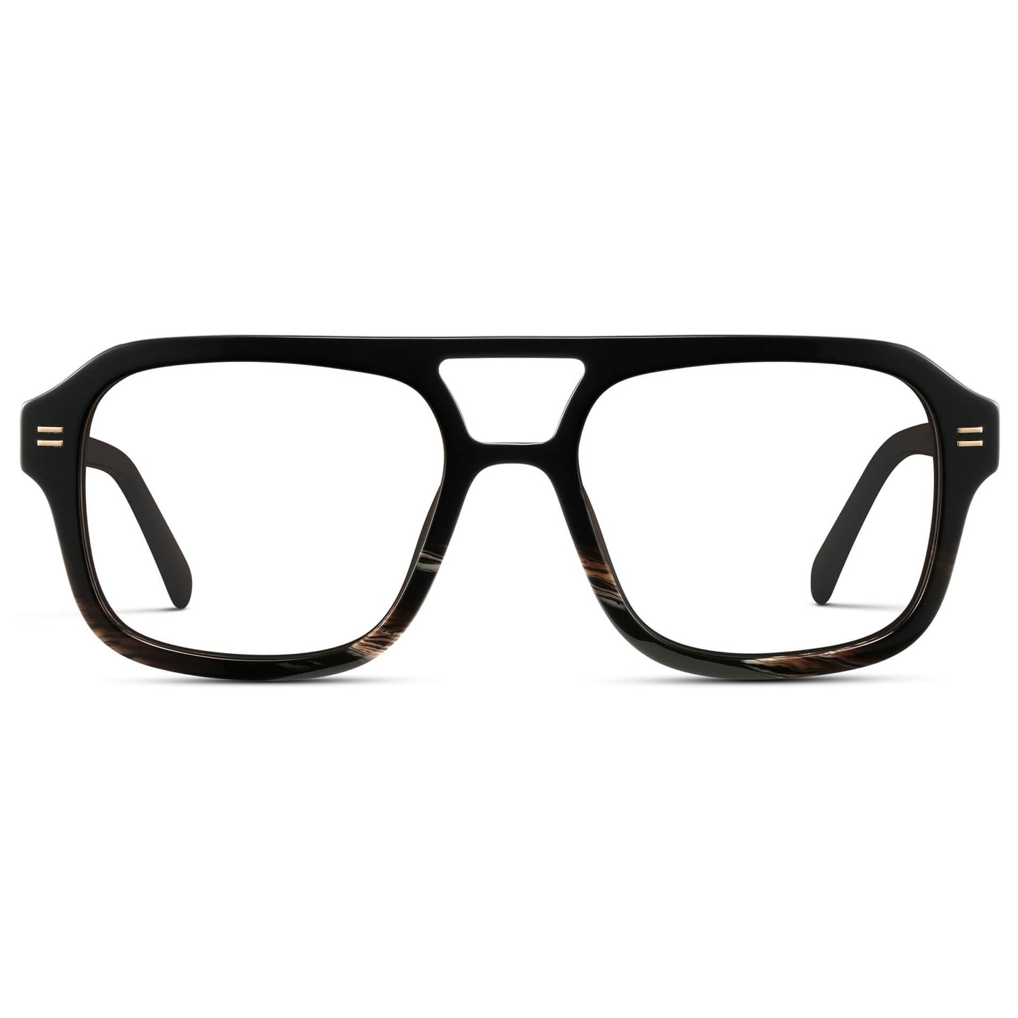 Black Mineral || Square Frame Glasses with Clear Prescription Lenses.