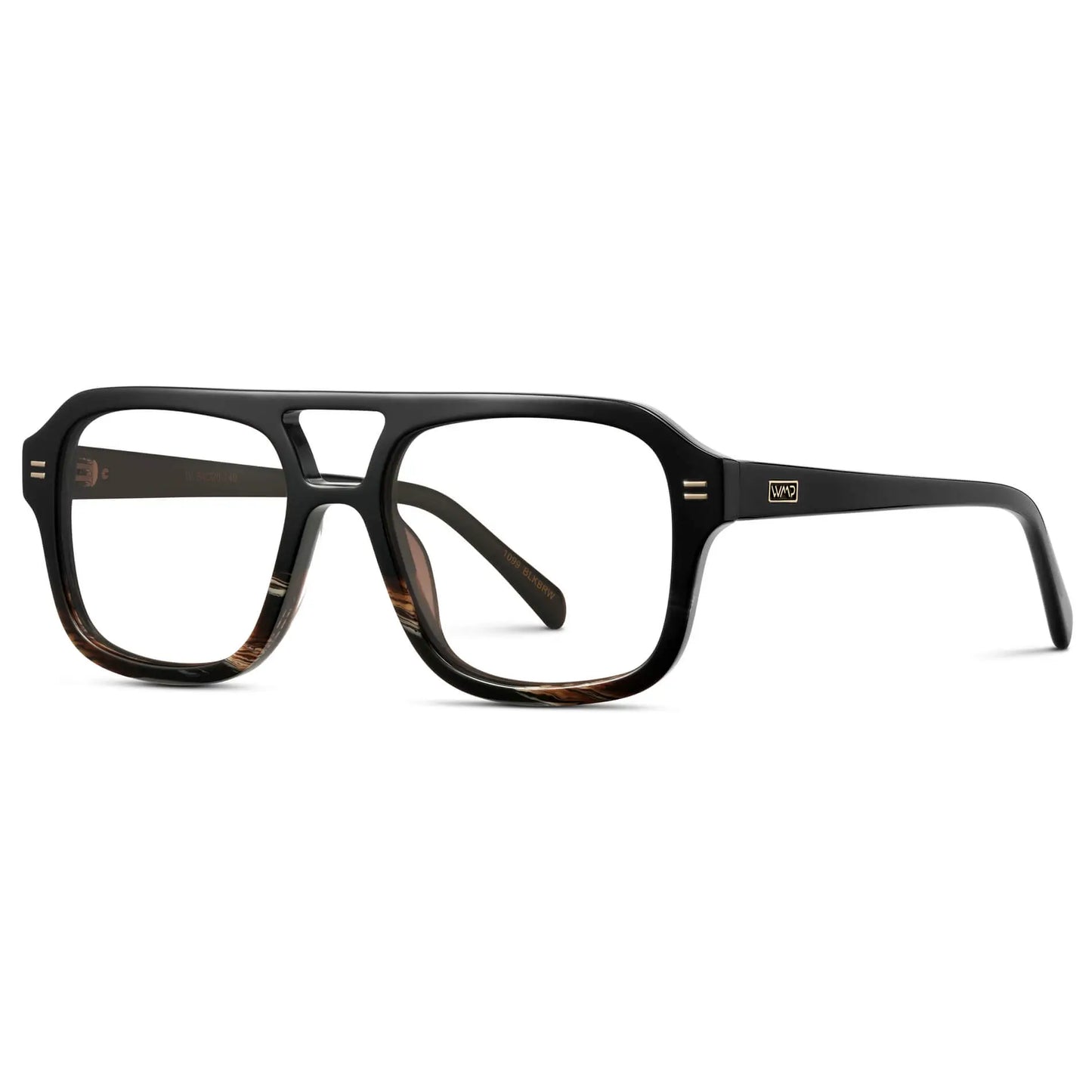 Black Mineral || Side view of Women's Prescription Oversized Square Glasses with Black Frame and Clear Lenses on a white background
