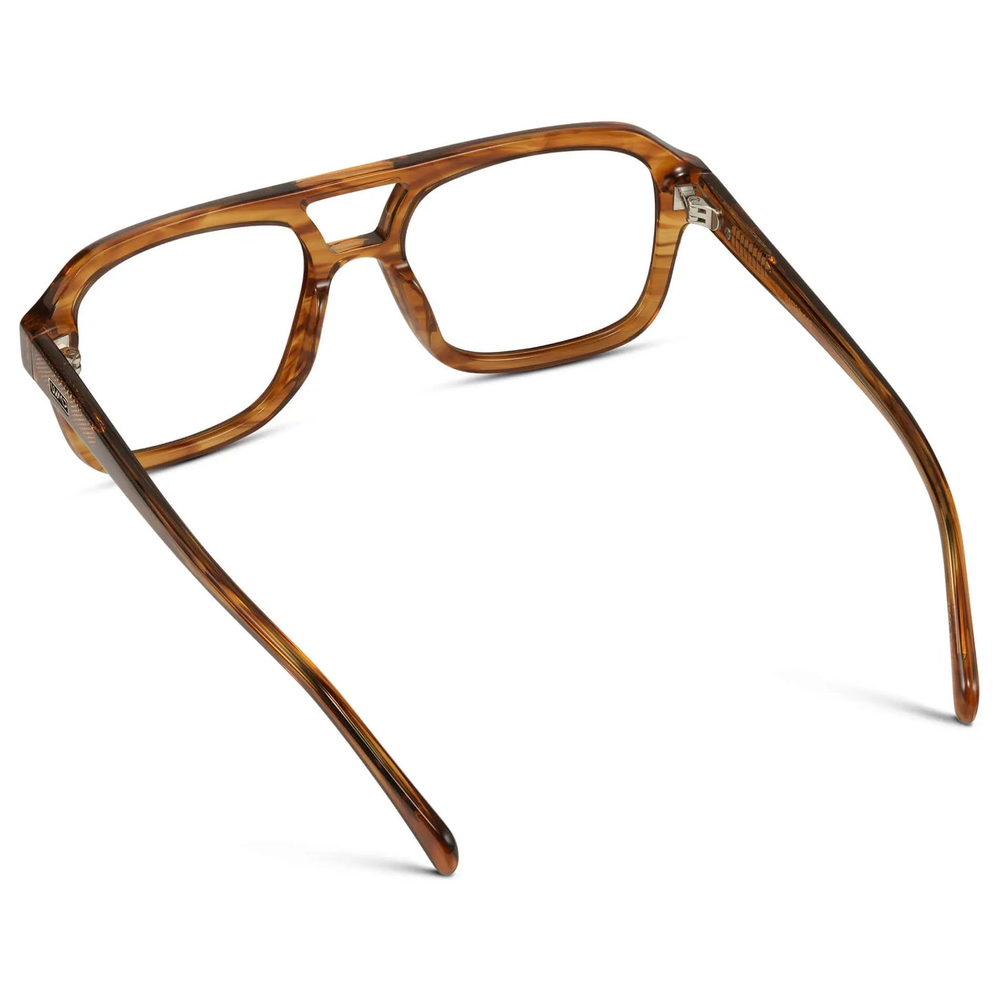 Crystal Brown Grain || Back view of Women's Prescription Oversized Square Glasses with Crystal Brown Grain Frame and Clear Lenses on a white background
