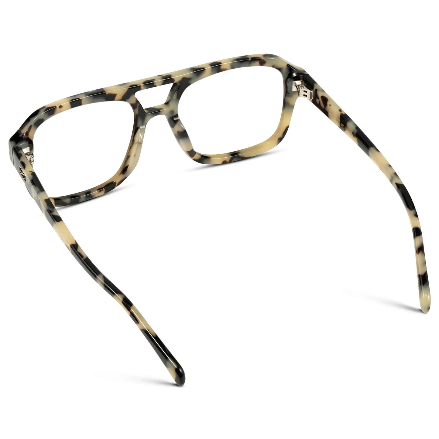Beige Tortoise || Back view of Women's Prescription Oversized Square Glasses with Beige Tortoise Frame and Clear Lenses on a white background