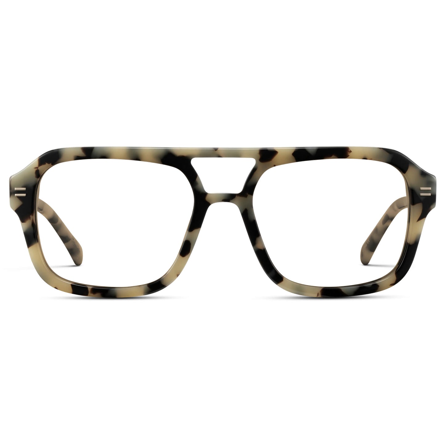 Beige Tortoise || Square Frame Glasses with Clear Prescription Lenses.