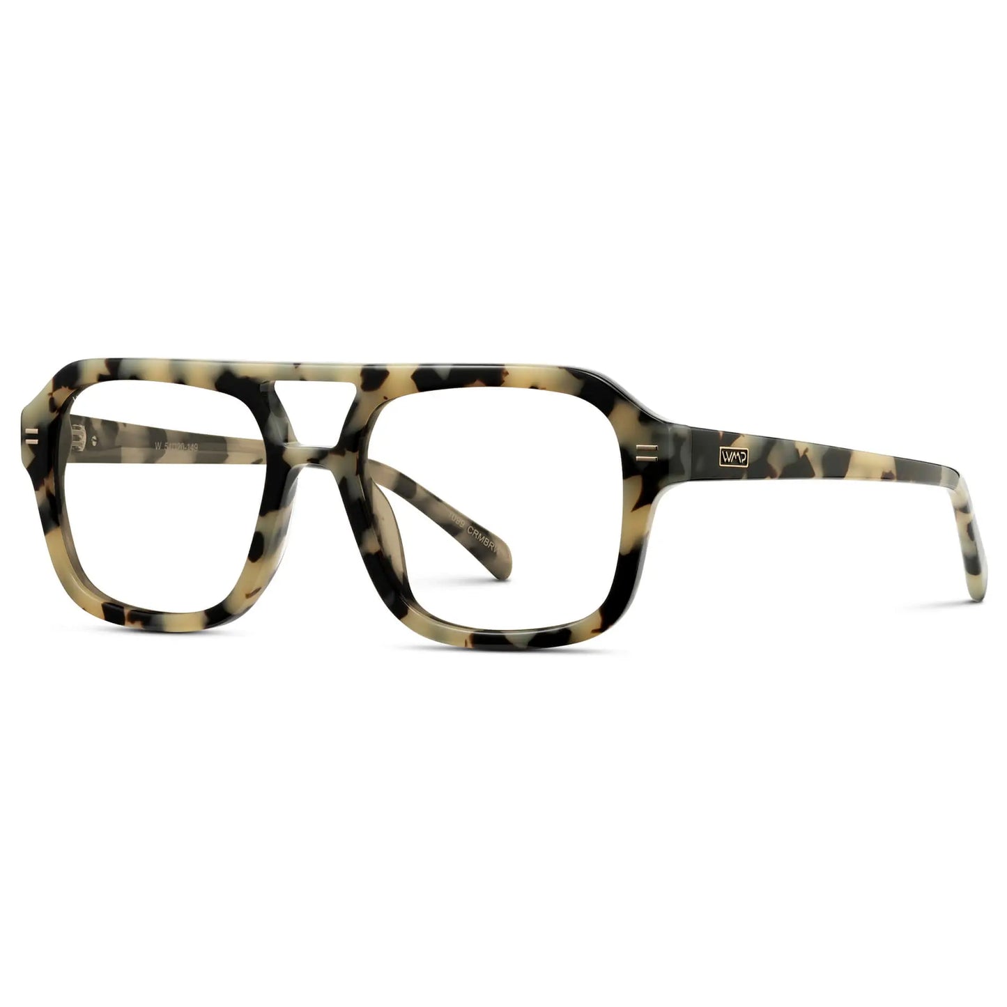Beige Tortoise || Side view of Women's Prescription Oversized Square Glasses with Beige Tortoise Frame and Clear Lenses on a white background