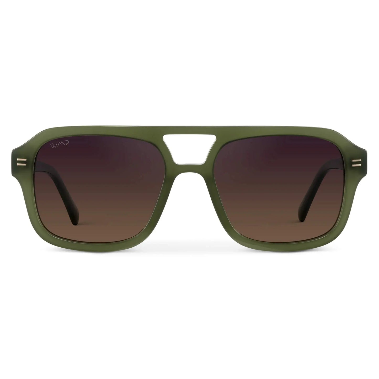 Olive Green / Sunset Gradient Lens || Women's Oversized Square Aviator Sunglasses in Olive Green with Sunset Gradient Lenses