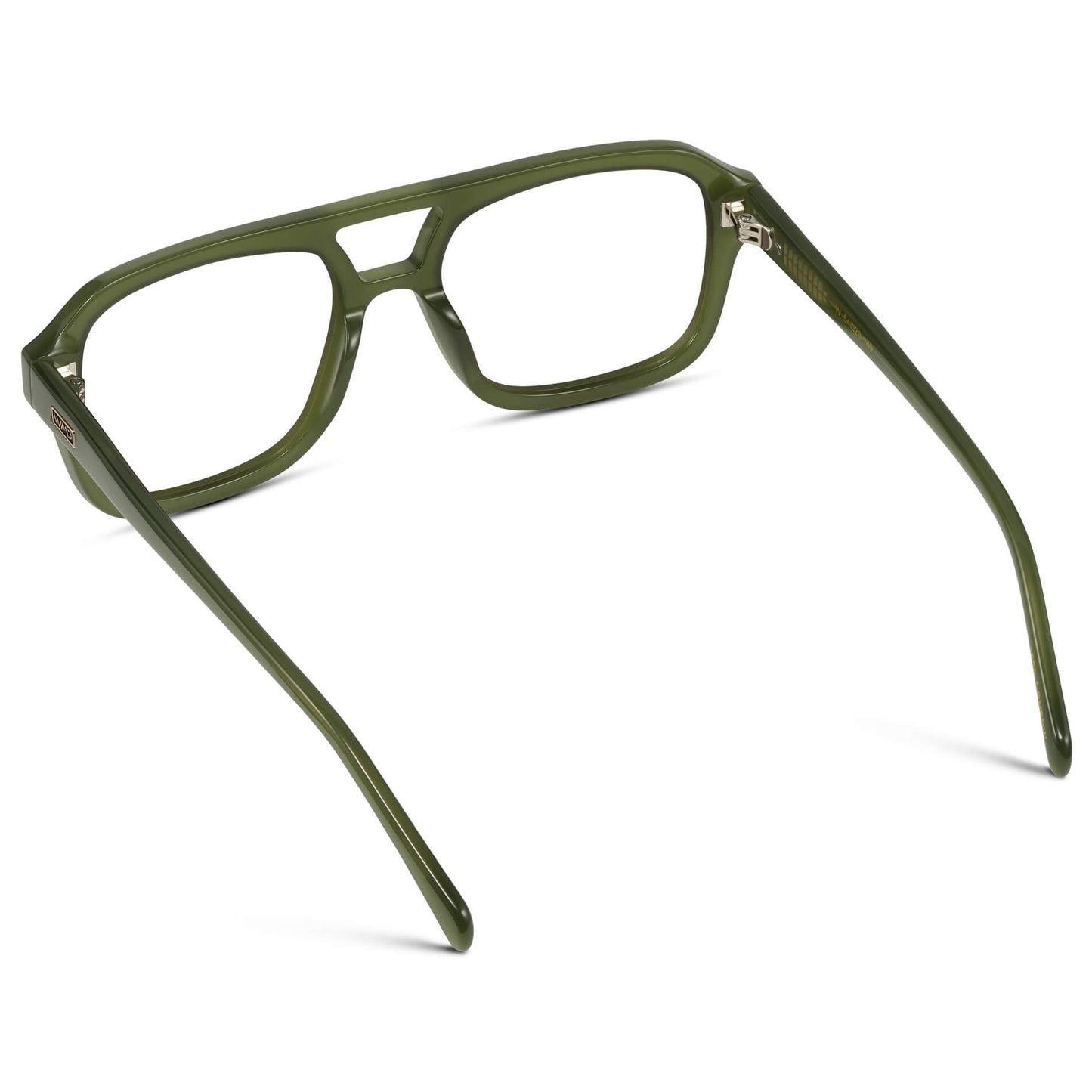 Olive Green || Square Frame Glasses with Clear Prescription Lenses.