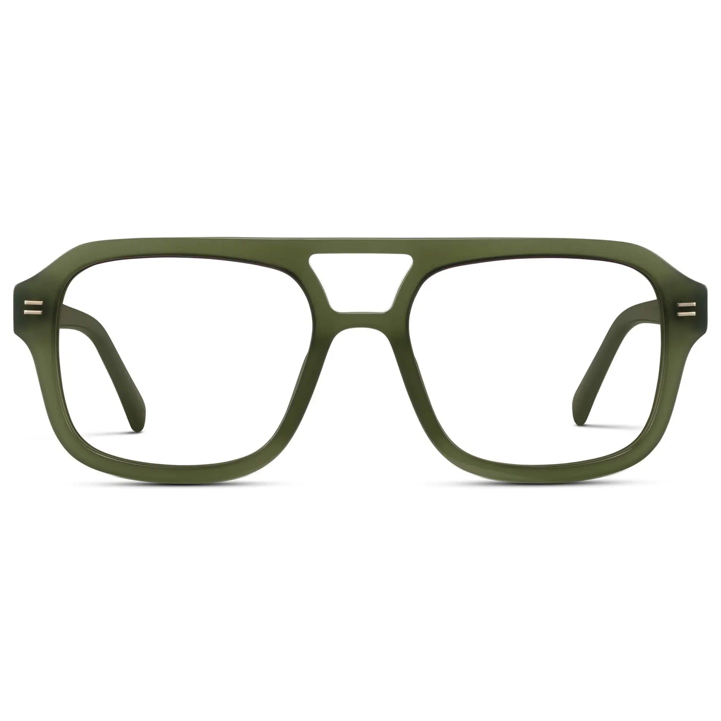 Olive Green || Women's Prescription Oversized Square Glasses with Olive Green Frame and Clear Lenses on a white background