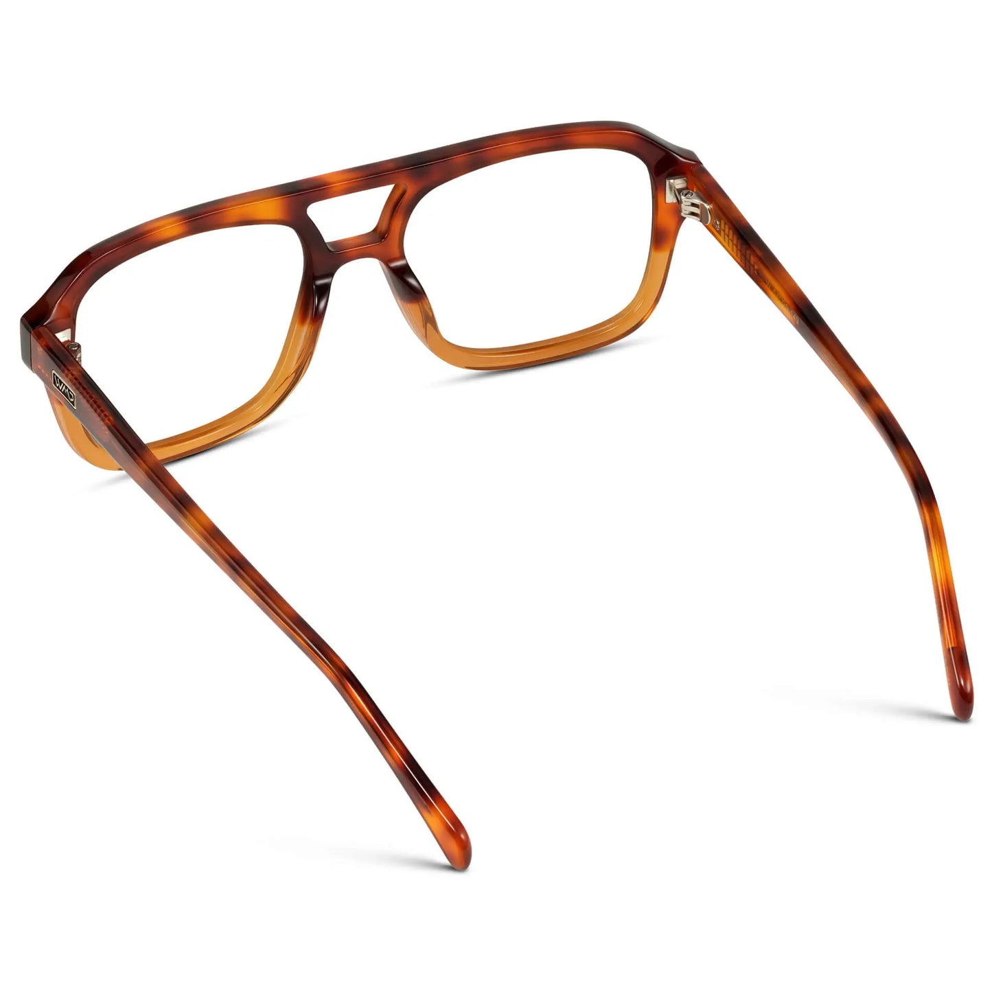 Sunset Tortoise || Back view of Women's Prescription Oversized Square Glasses with Sunset Tortoise Frame and Clear Lenses on a white background