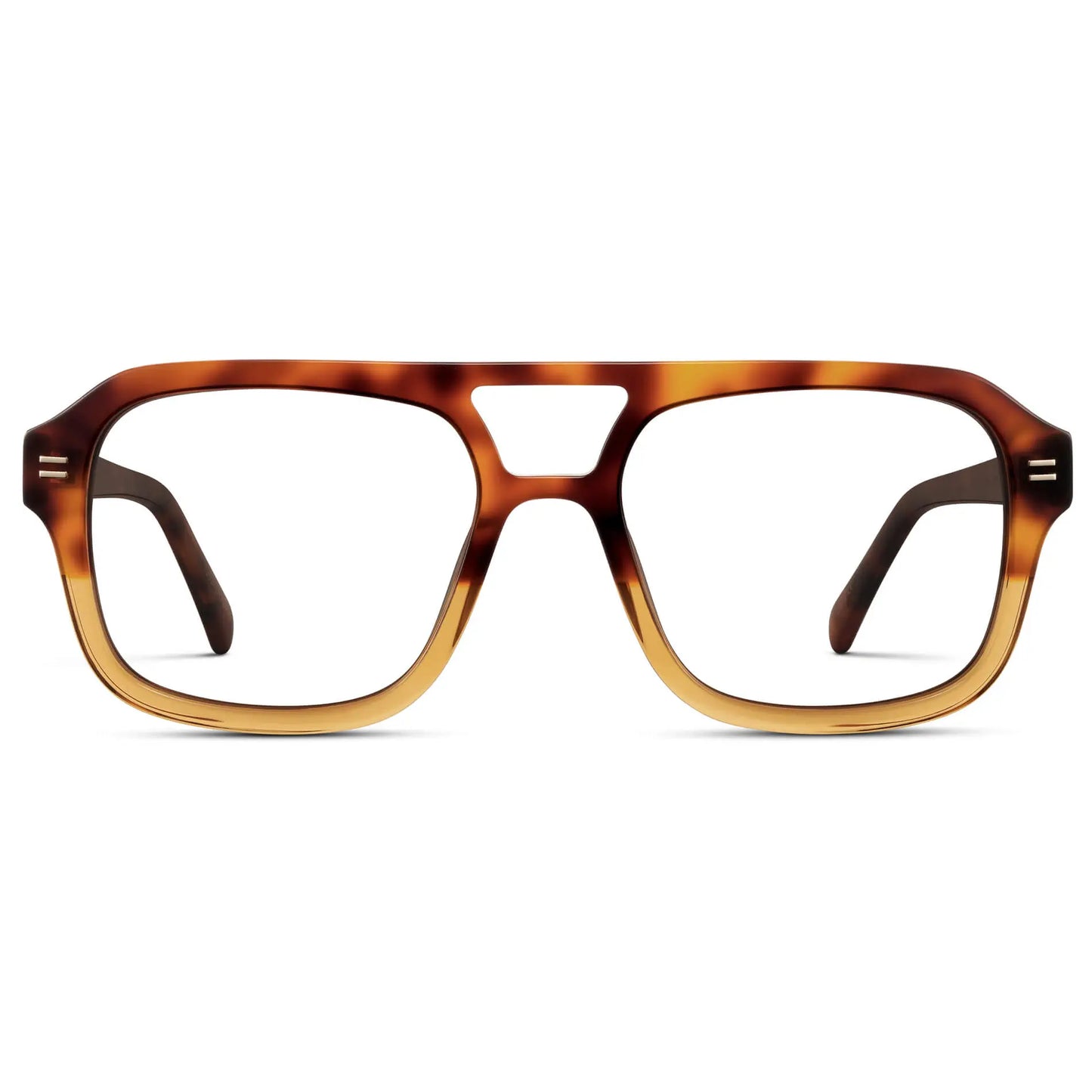 Sunset Tortoise || Women's Prescription Oversized Square Glasses with Sunset Tortoise Frame and Clear Lenses on a white background