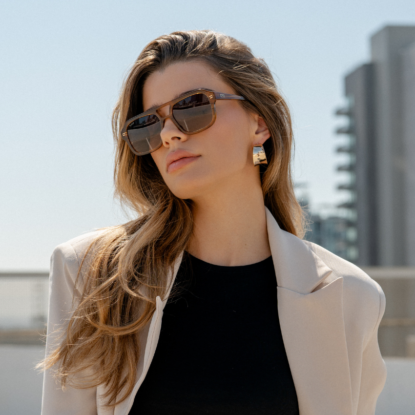 Crystal Brown Grain / Brown Gold Gradient Lens