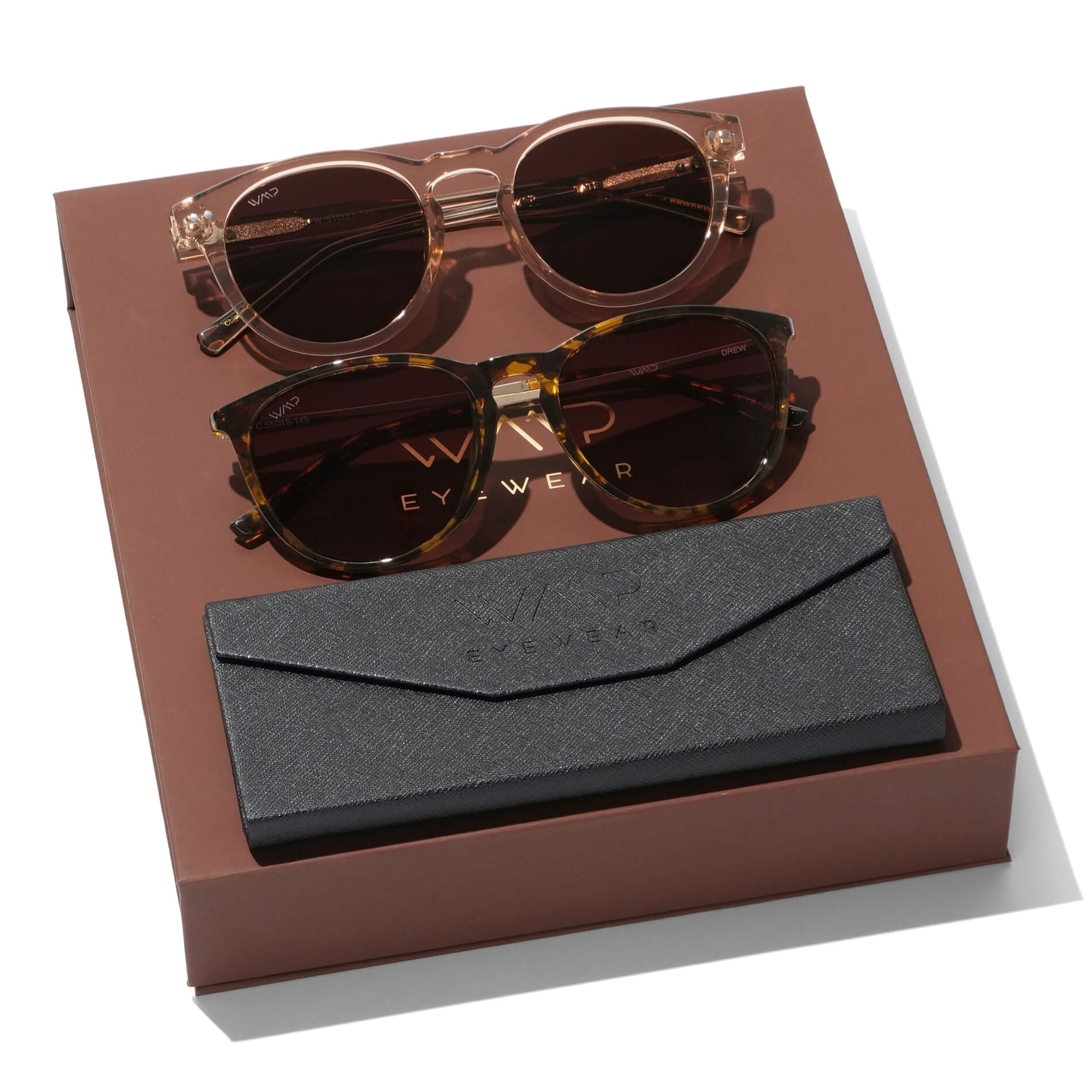 TATE AND DREW || Sunglasses Gift Kit for Women featuring Best Selling styles Tate in Light Crystal Brown and Drew in Tortoise