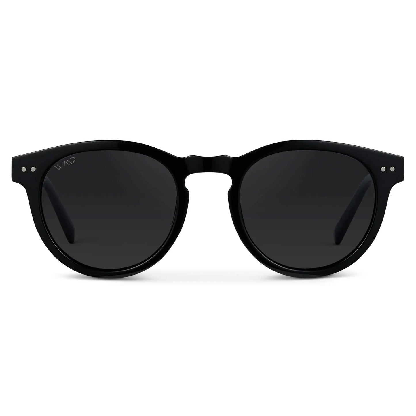 Black Frame / Black Lens / Medium || Women's Black Round Frame Sunglasses with Black Polarized Lenses