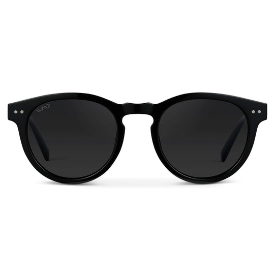 Black Frame / Black Lens || Black Round Frame Sunglasses with Black Polarized Lenses