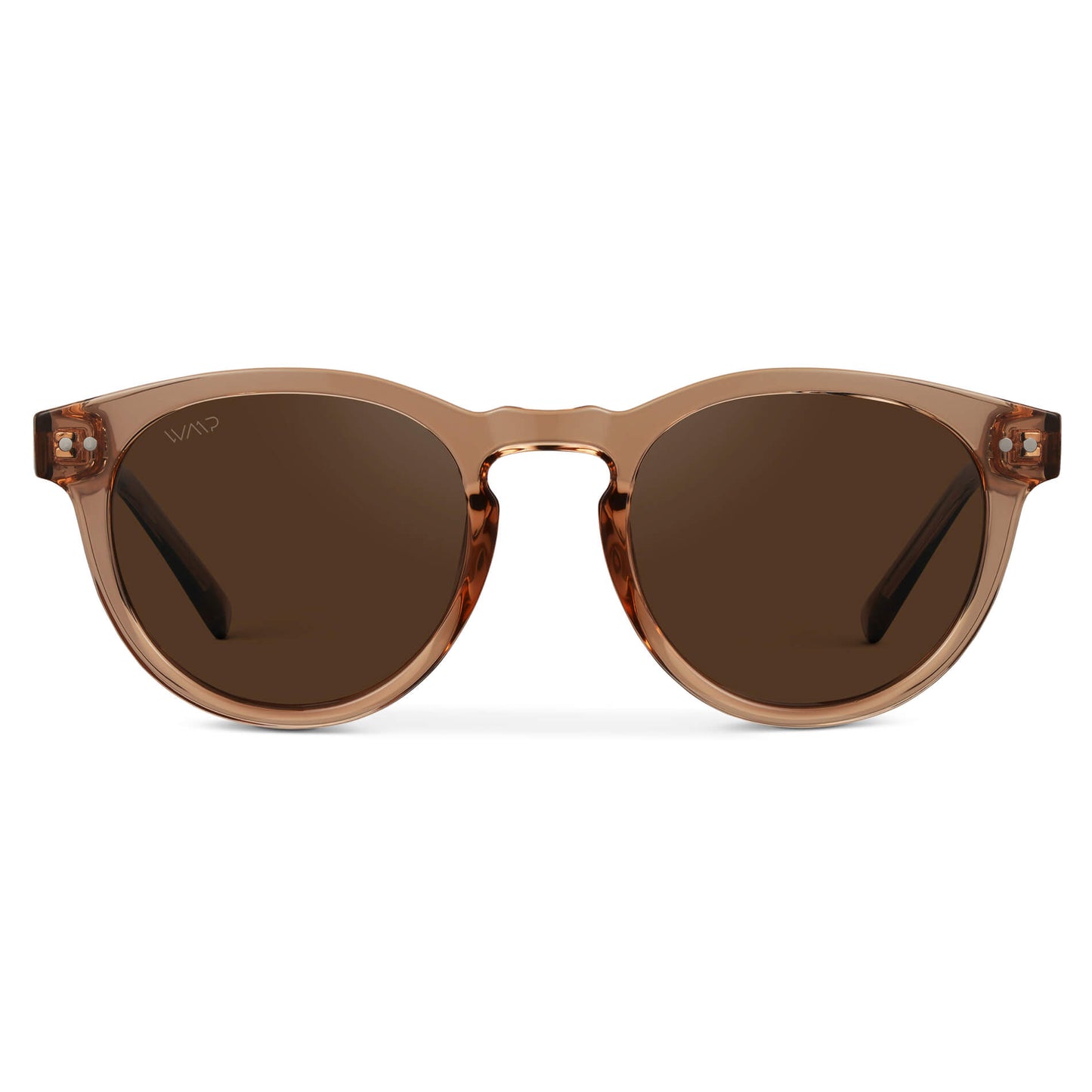 Light Crystal Brown / Brown Lens || Brown Round Frame Sunglasses with Brown Polarized Lenses