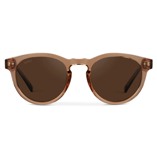 Light Crystal Brown / Brown Lens || Brown Round Frame Sunglasses with Brown Polarized Lenses