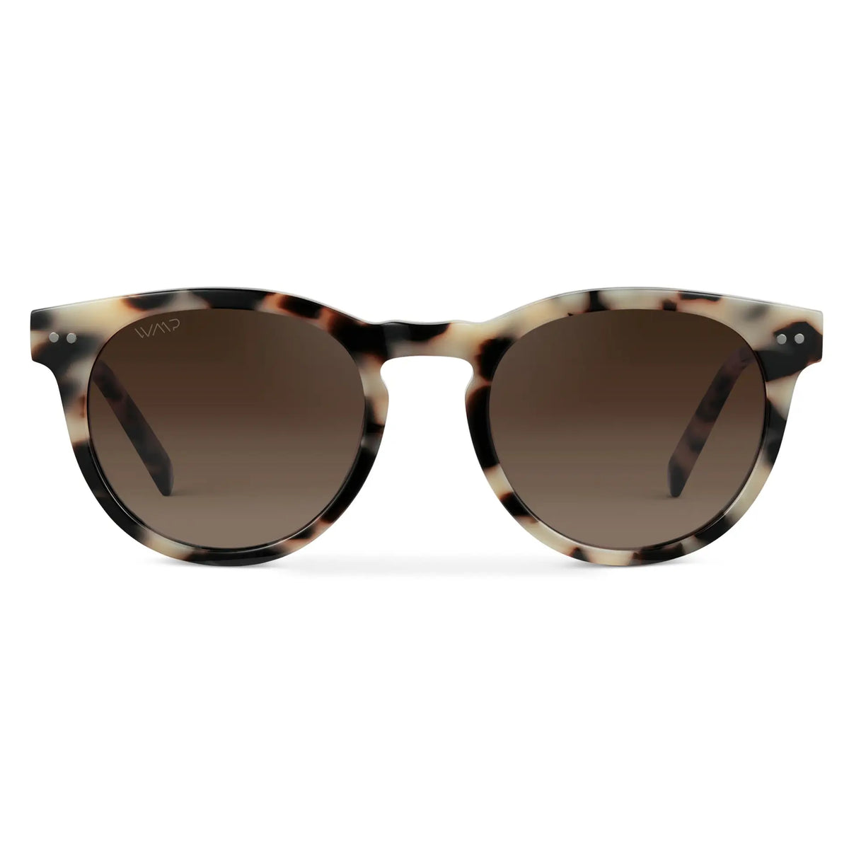 Beige Tortoise / Brown Gradient Lens || Women's Tortoise Round Frame Sunglasses with Brown Polarized Lenses on a white background