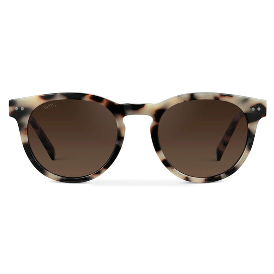 Beige Tortoise / Brown Gradient Lens || Tortoise Round Frame Sunglasses with Brown Polarized Lenses
