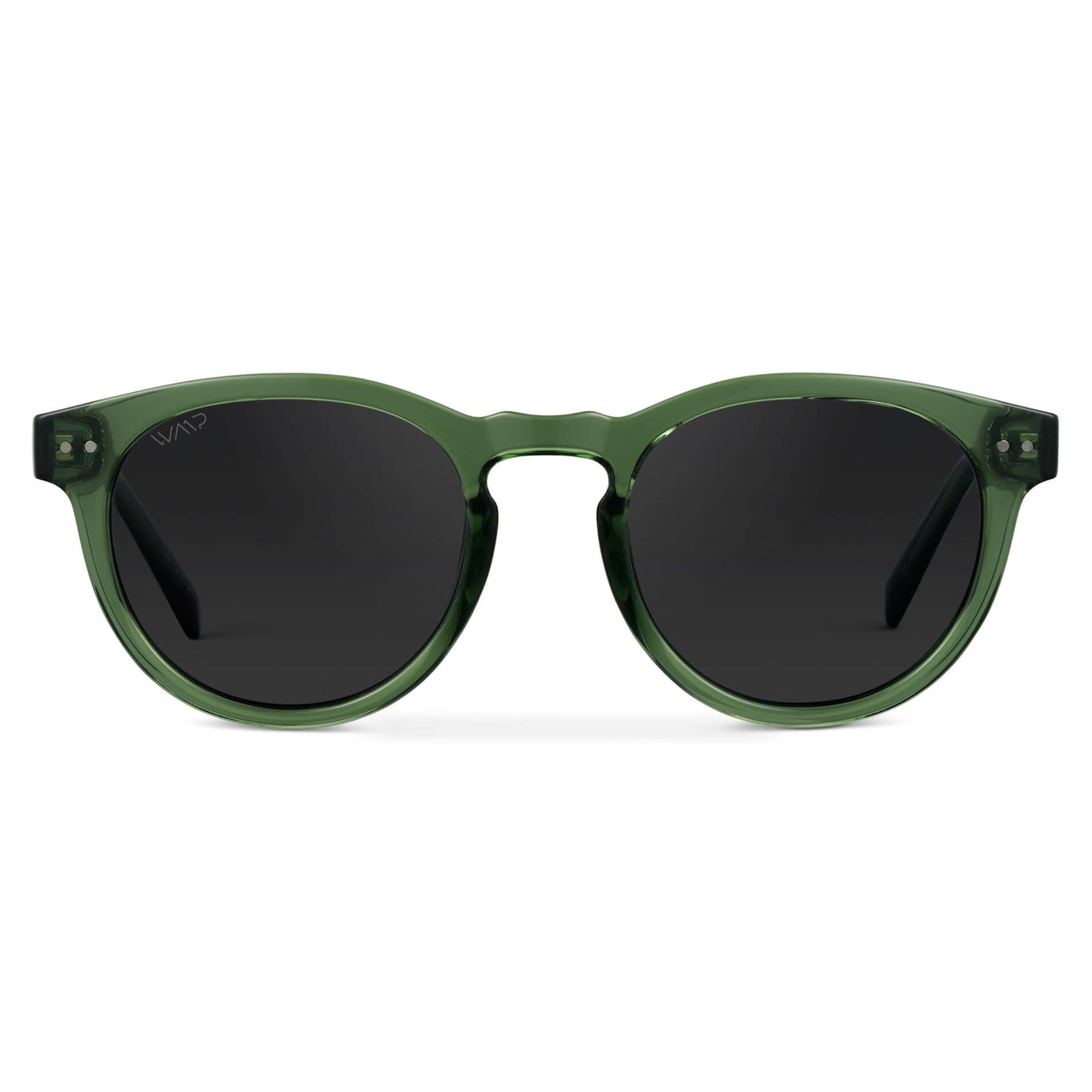 Emerald Green / Black Lens || Emerald Green Round Frame Sunglasses with Black Polarized Lenses