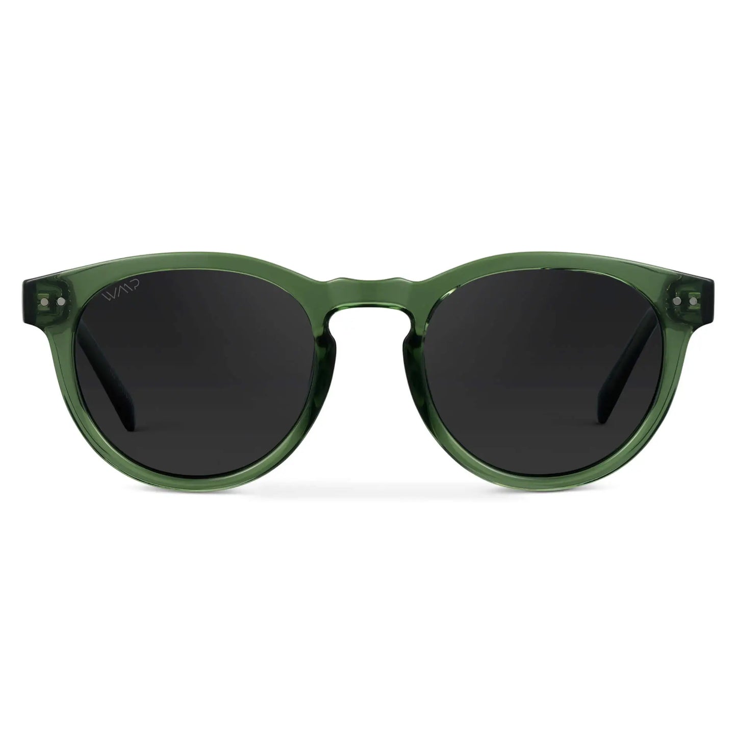 Emerald Green / Black Lens / Medium || Women's Emerald Green Round Frame Sunglasses with Black Polarized Lenses