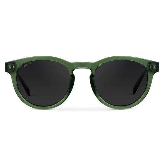 Emerald Green / Black Lens || Emerald Green Round Frame Sunglasses with Black Polarized Lenses