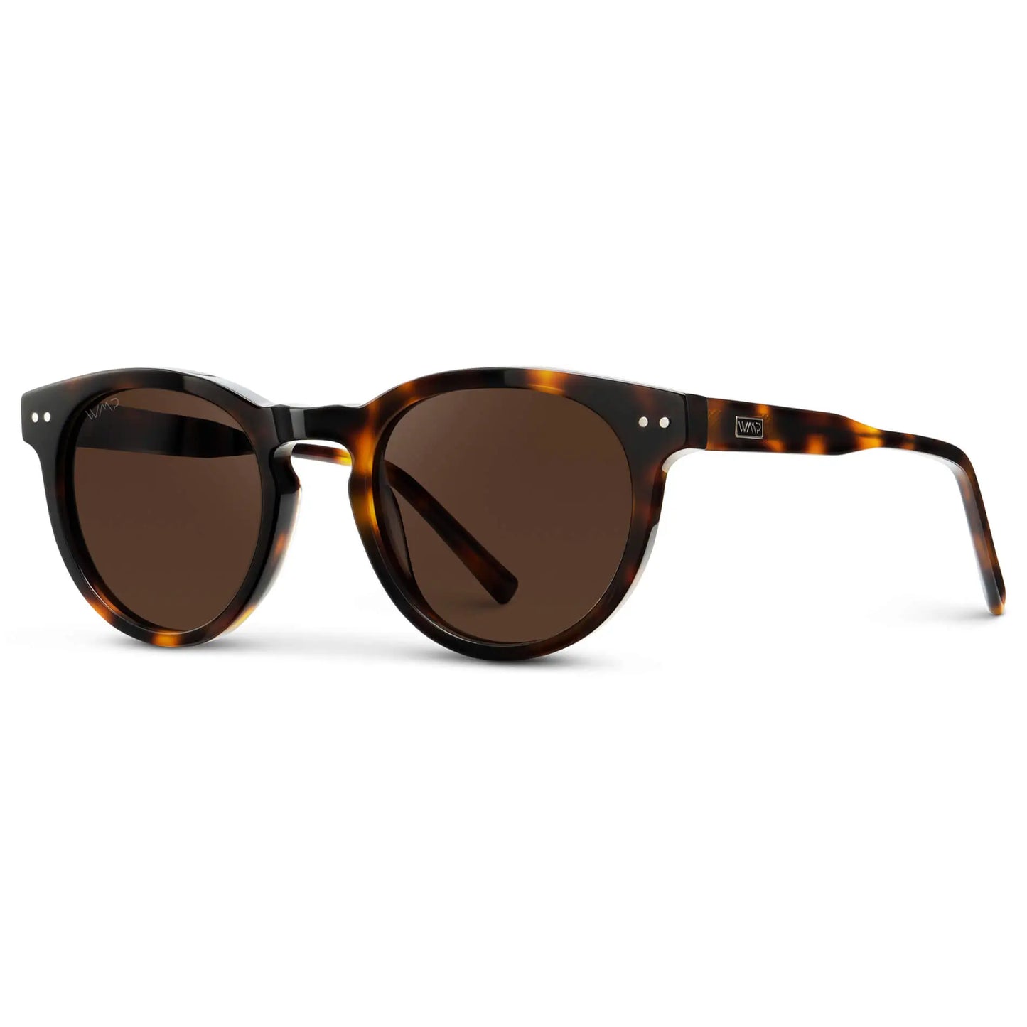 Brown Tortoise / Dark Brown Lens / Medium || Women's Brown Tortoise Round Acetate Frame Sunglasses with Dark Brown Polarized Lenses