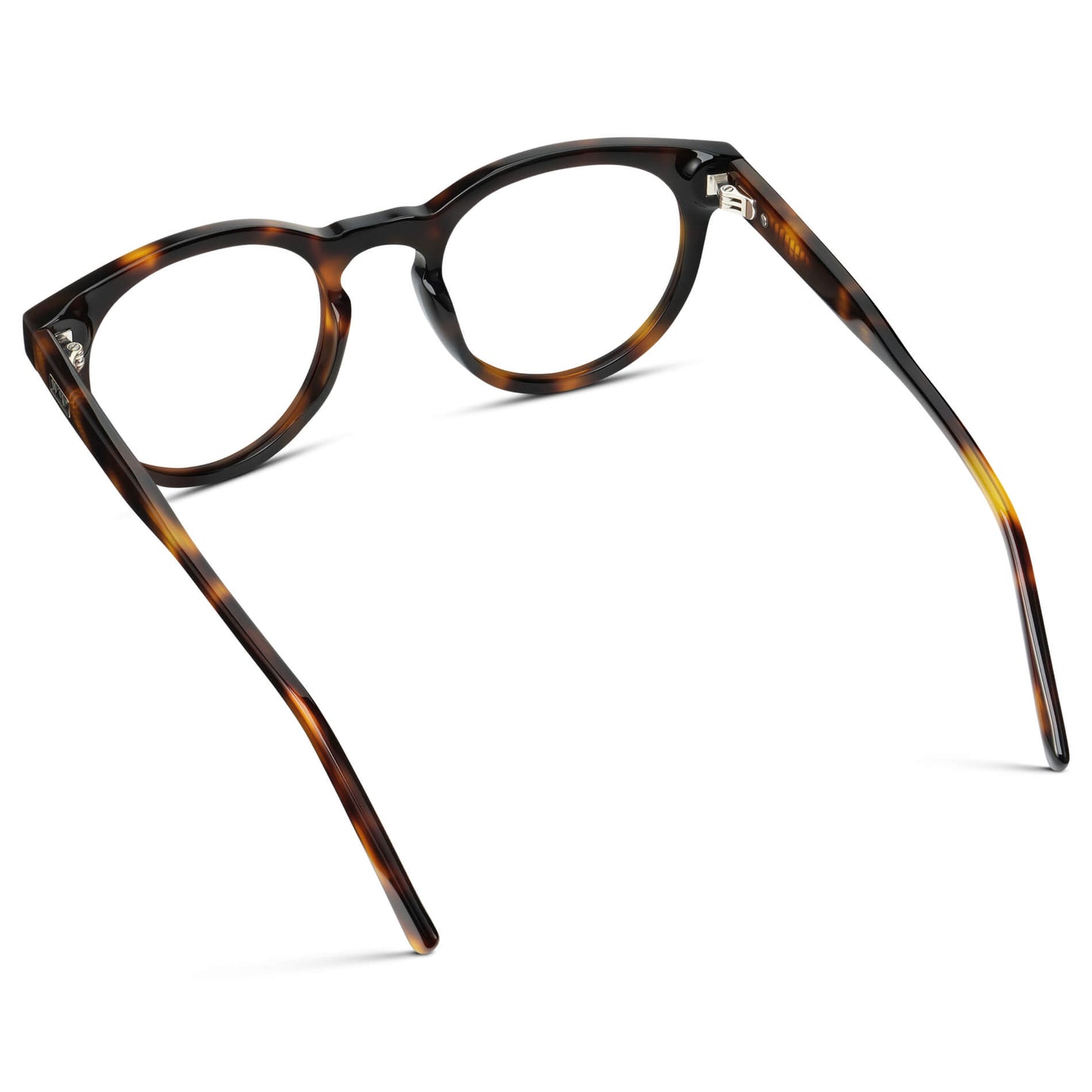 Brown Tortoise || Brown Tortoise Round Acetate Frame Prescription Glasses with Clear Lenses