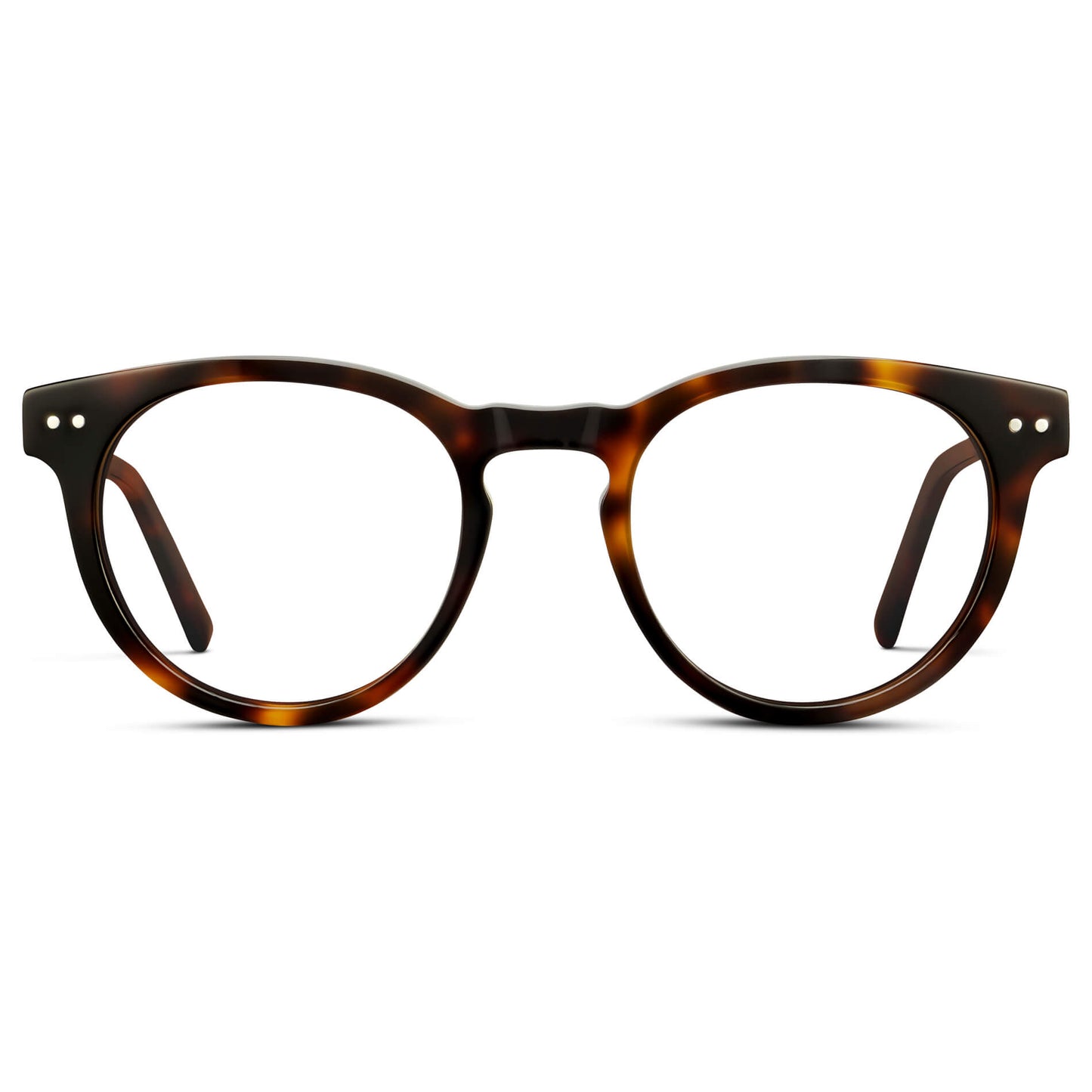 Brown Tortoise || Brown Tortoise Round Acetate Frame Prescription Glasses with Clear Lenses