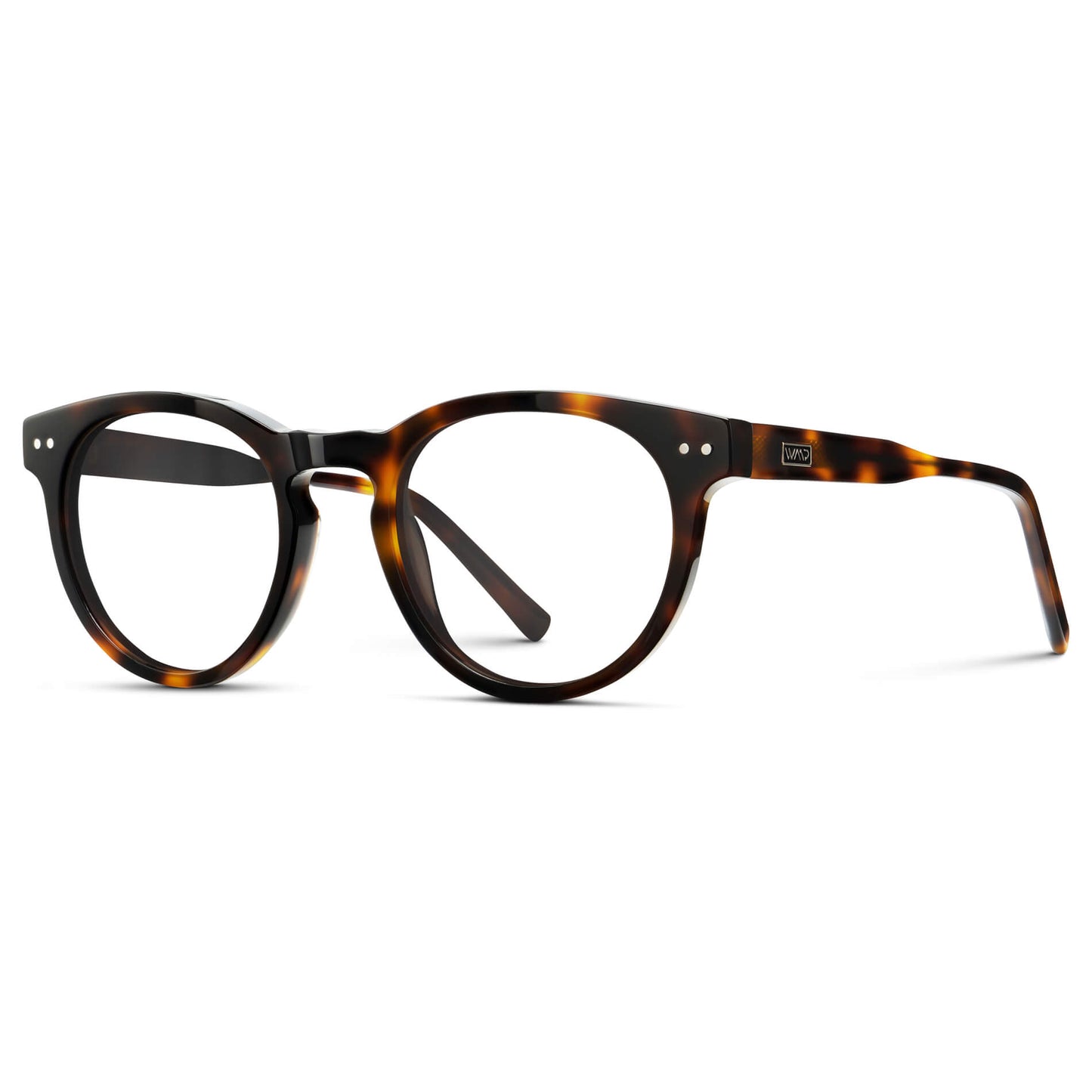 Brown Tortoise || Brown Tortoise Round Acetate Frame Prescription Glasses with Clear Lenses
