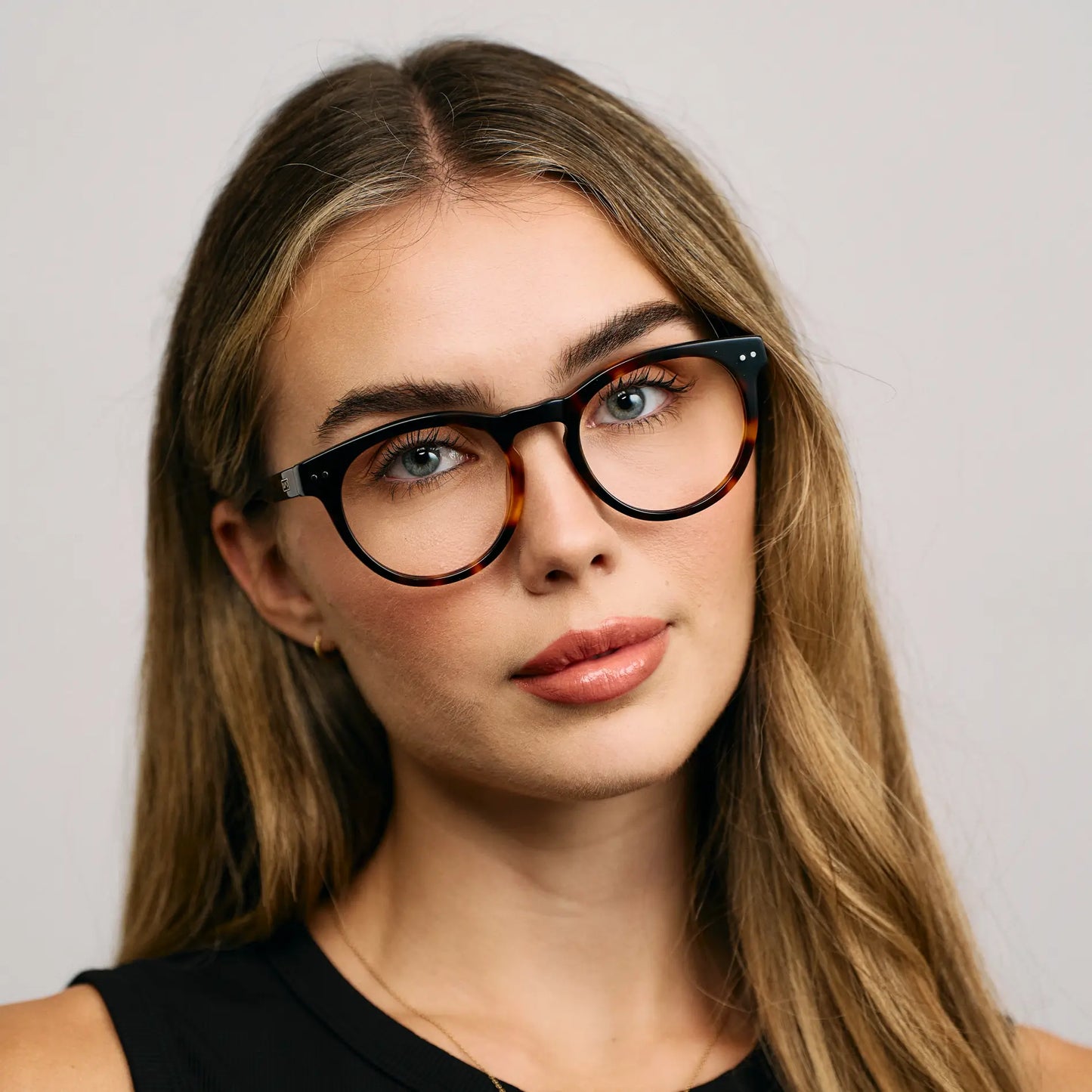 Brown Tortoise || Brown Tortoise Round Acetate Frame Prescription Glasses with Clear Lenses