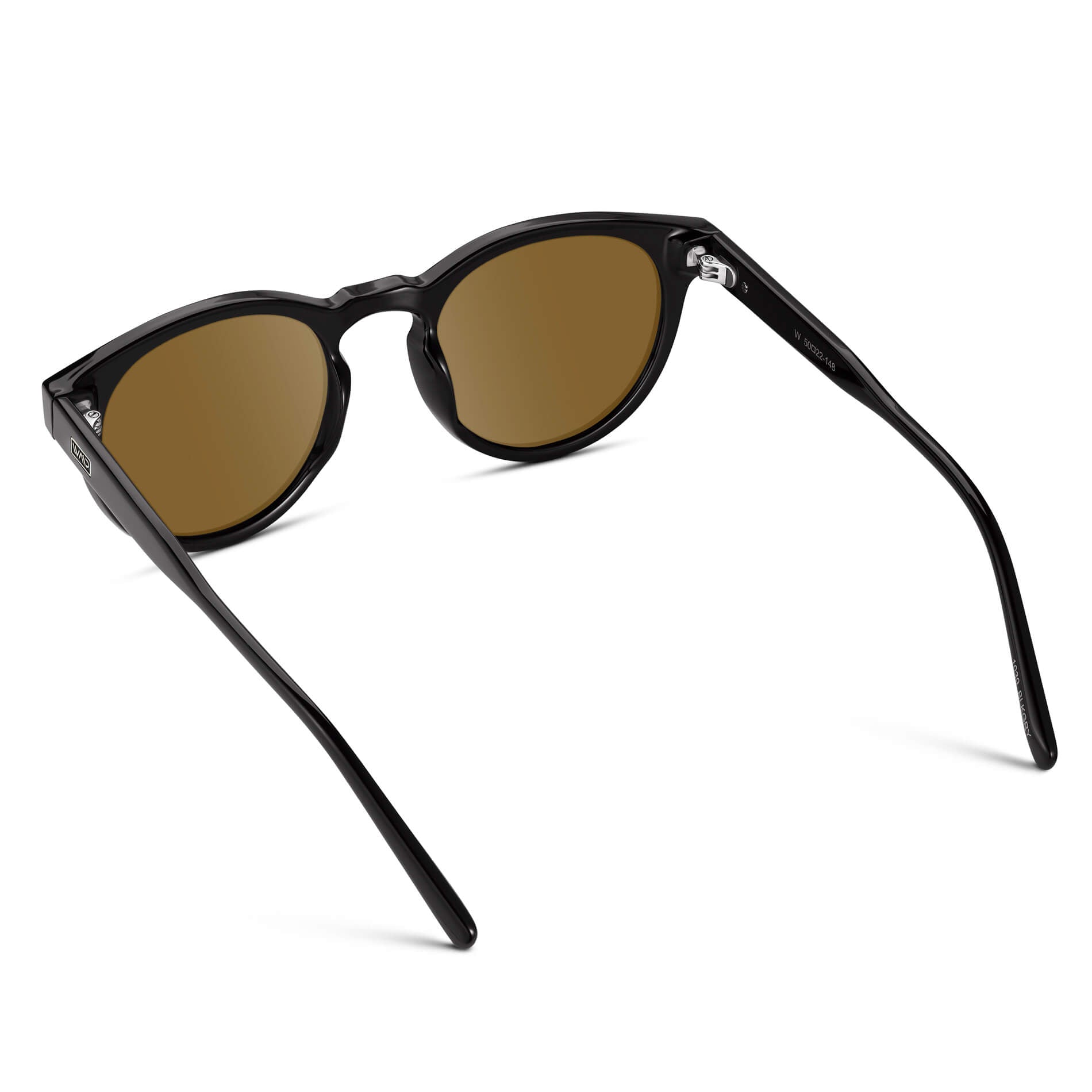 Black / Amber Lens / Medium || Black Round Frame Prescription Sunglasses with Brown Lenses
