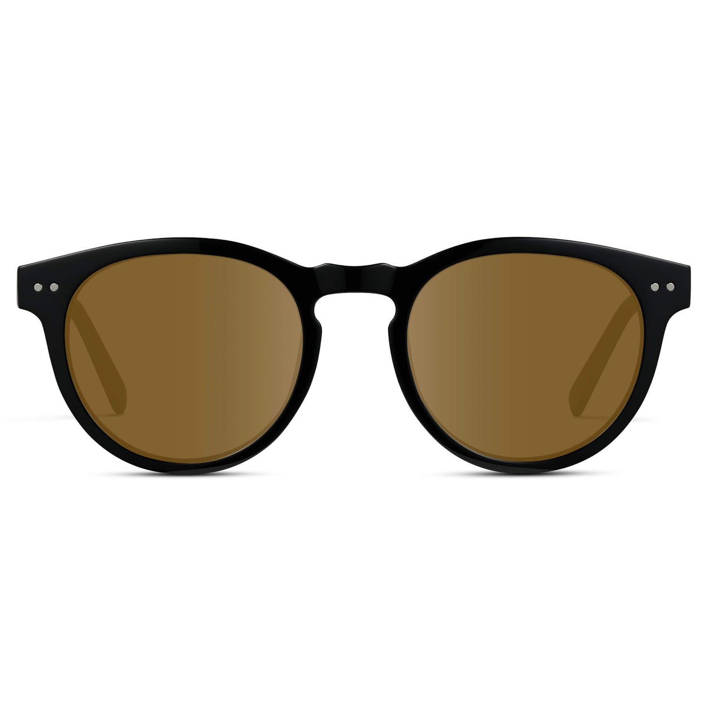 Black / Amber Lens || Black Round Frame Prescription Sunglasses with Brown Lenses
