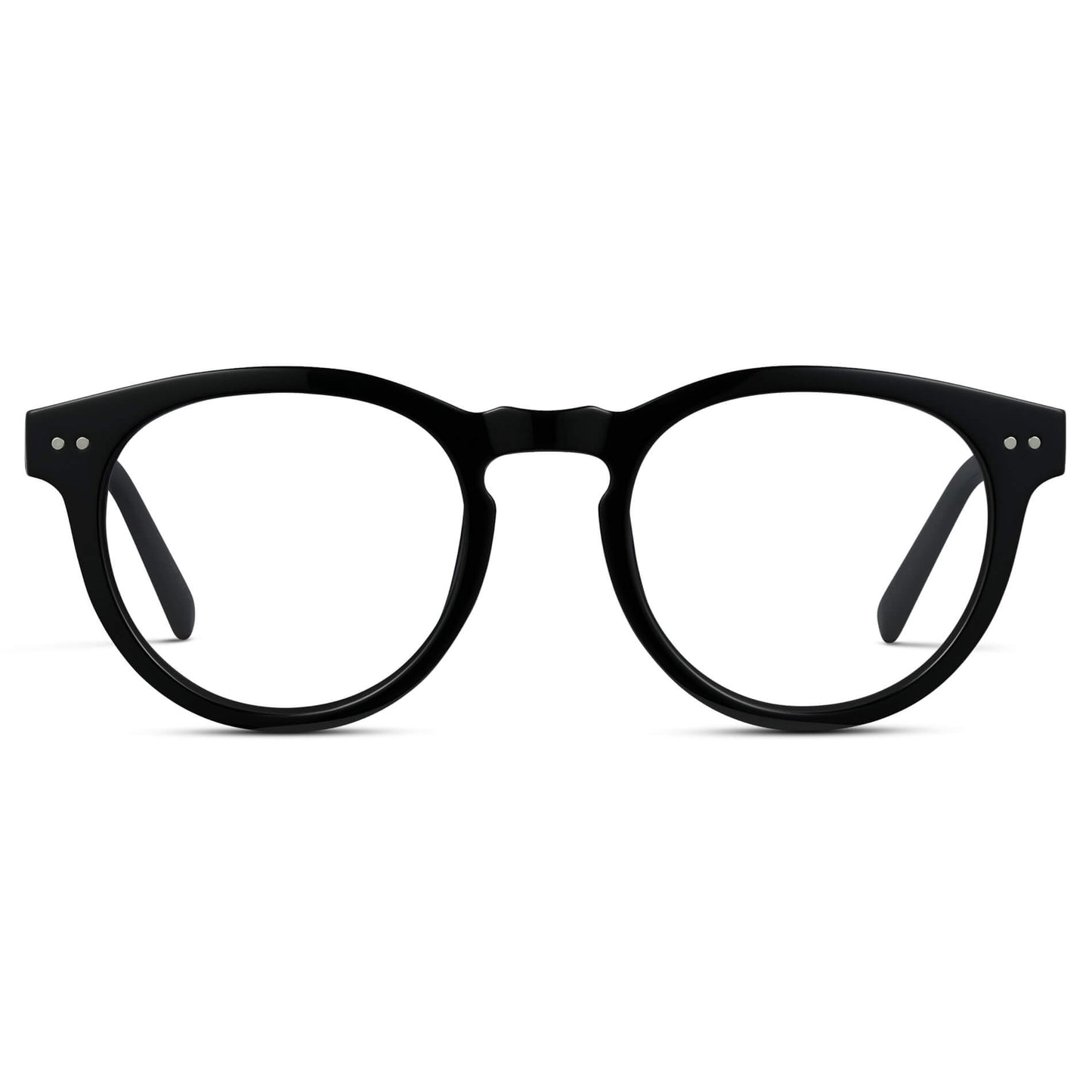 Black || Black Round Frame Prescription Glasses with Clear Lenses