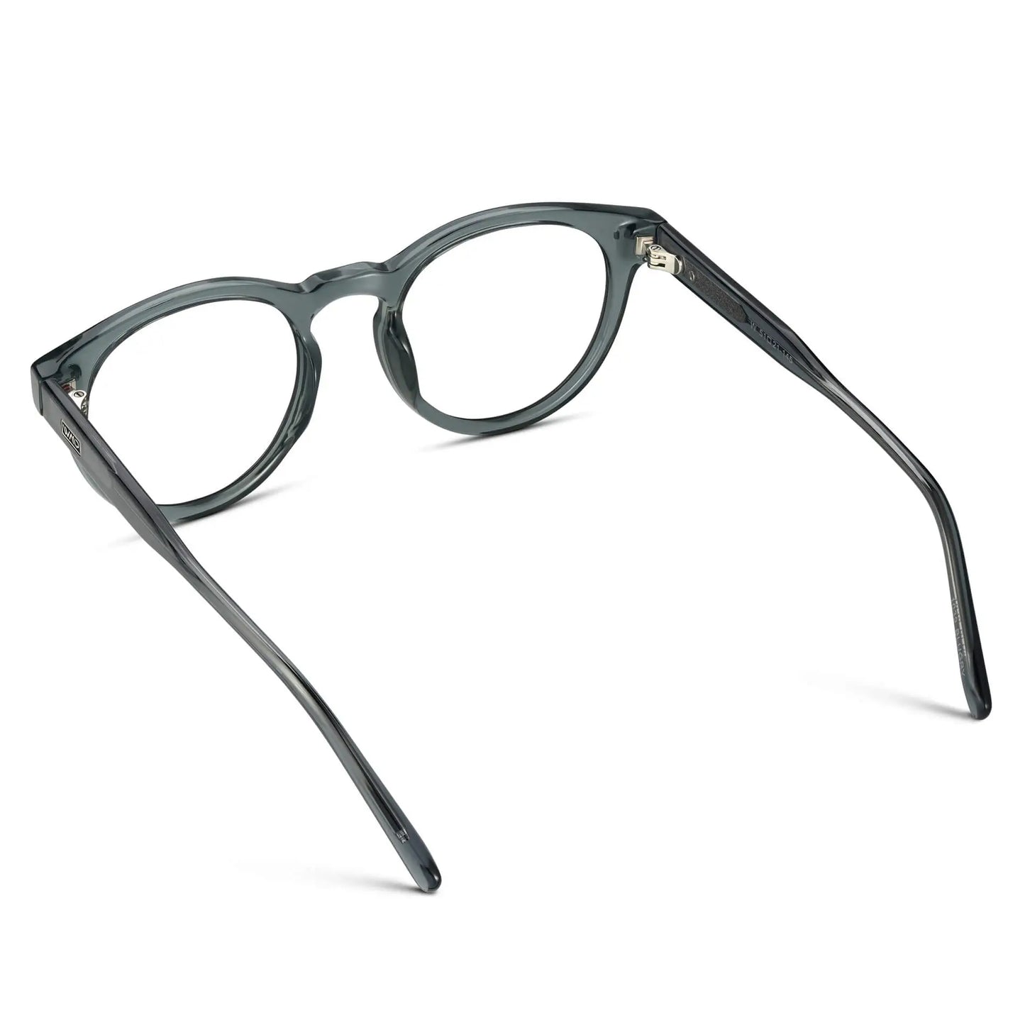 Crystal Blue || Back view of Women's Round Prescription Glasses with Crystal Blue Frame and Clear Lenses on a white background