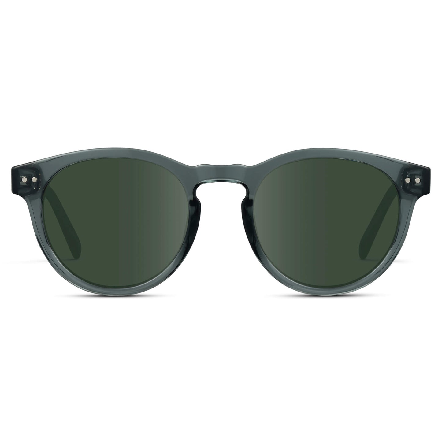 Crystal Blue / G15 Lens || Clear Blue Round RX Sunglasses with UV Blocking Green Lenses