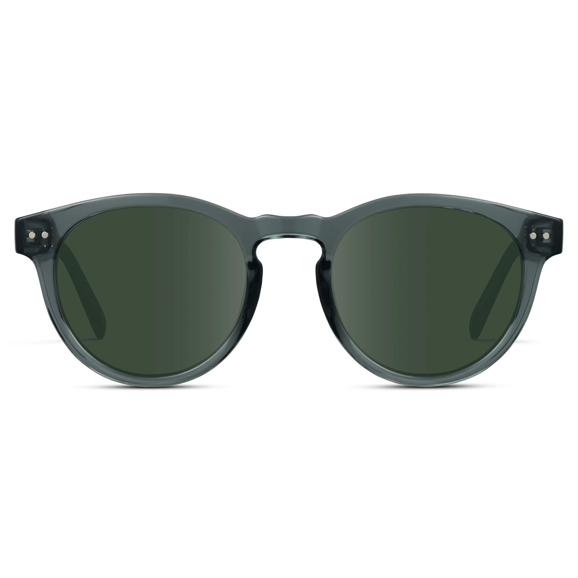 Crystal Blue / G15 Lens / Medium || Clear Blue Round RX Sunglasses with UV Blocking Green Lenses