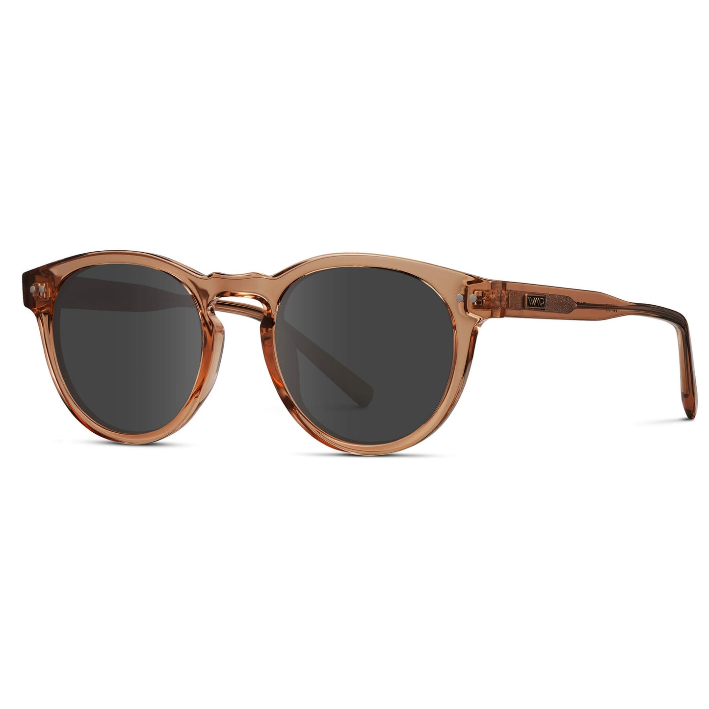 Light Crystal Brown / Grey Lens || Brown Round Frame Prescription Sunglasses with Grey Lenses