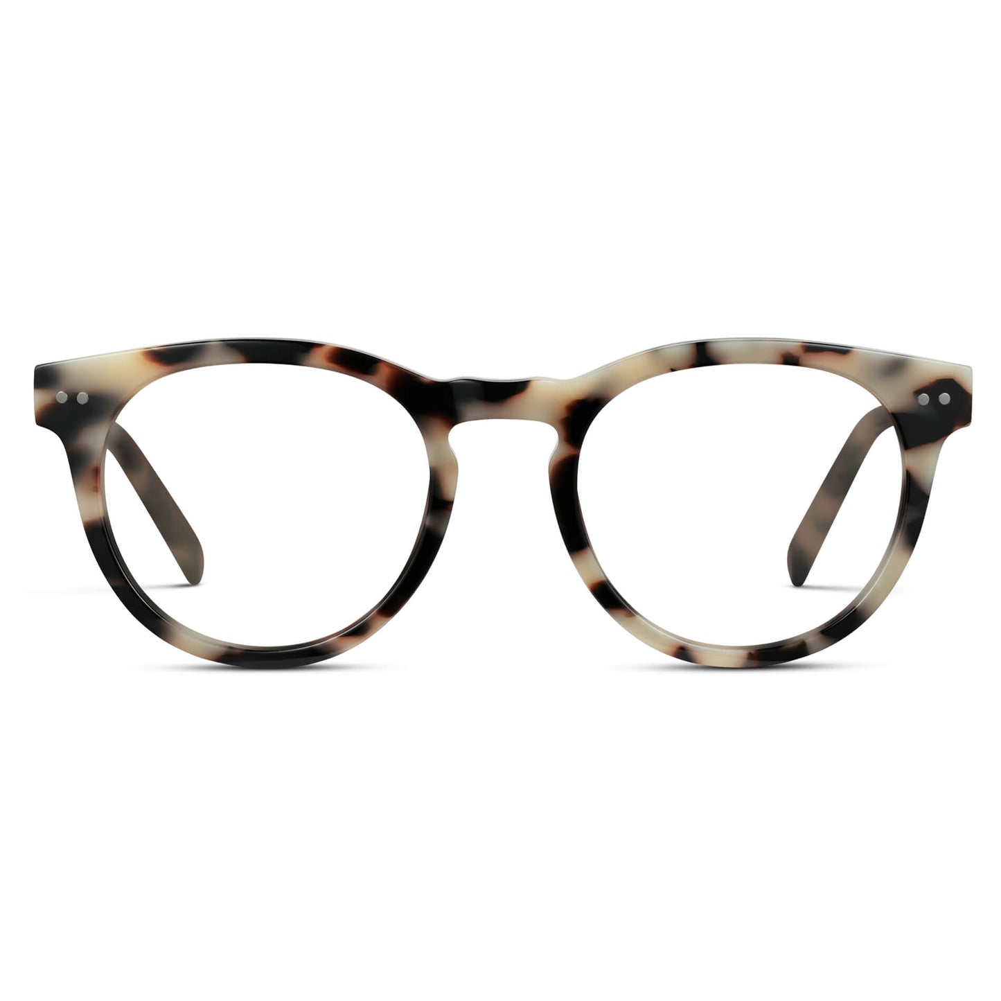 Beige Tortoise || Tortoise Round Frame Prescription Glasses with Clear Lenses