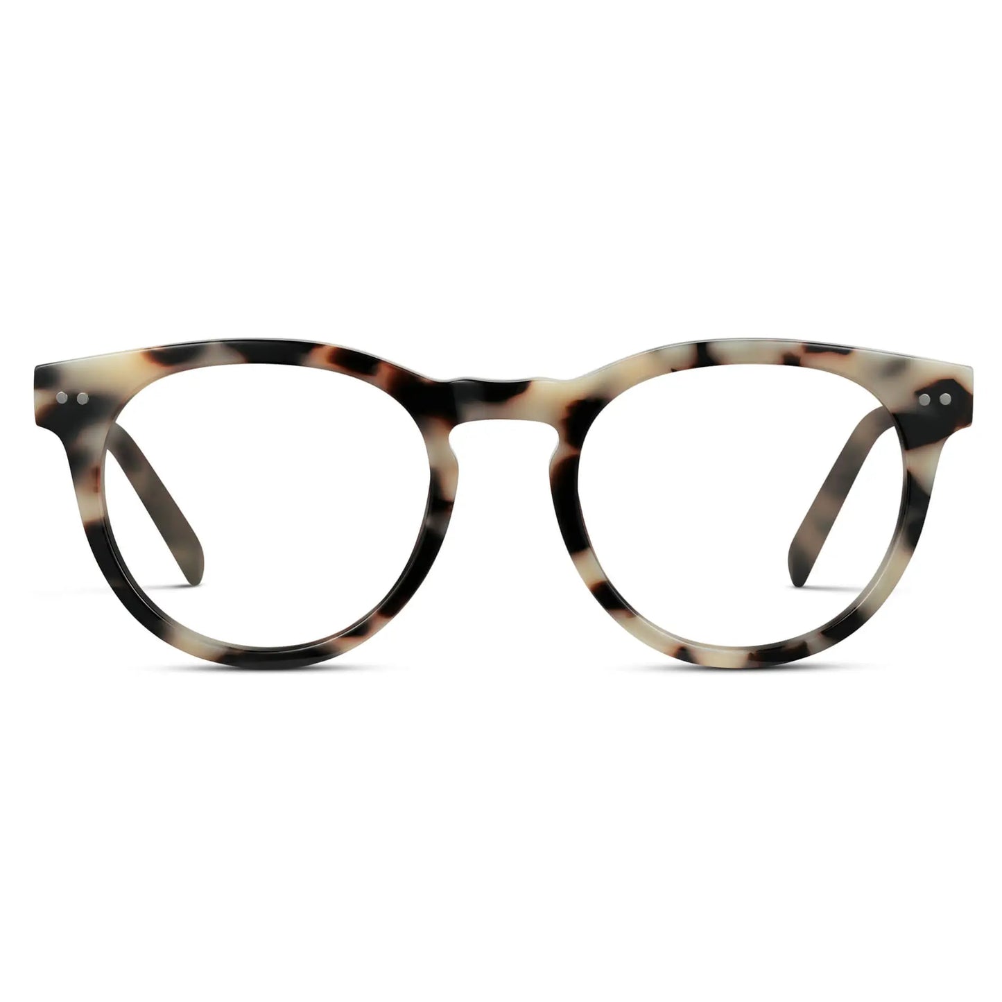 Beige Tortoise || Women's Round Prescription Glasses with Beige Tortoise Frame and Clear Lenses on a white background
