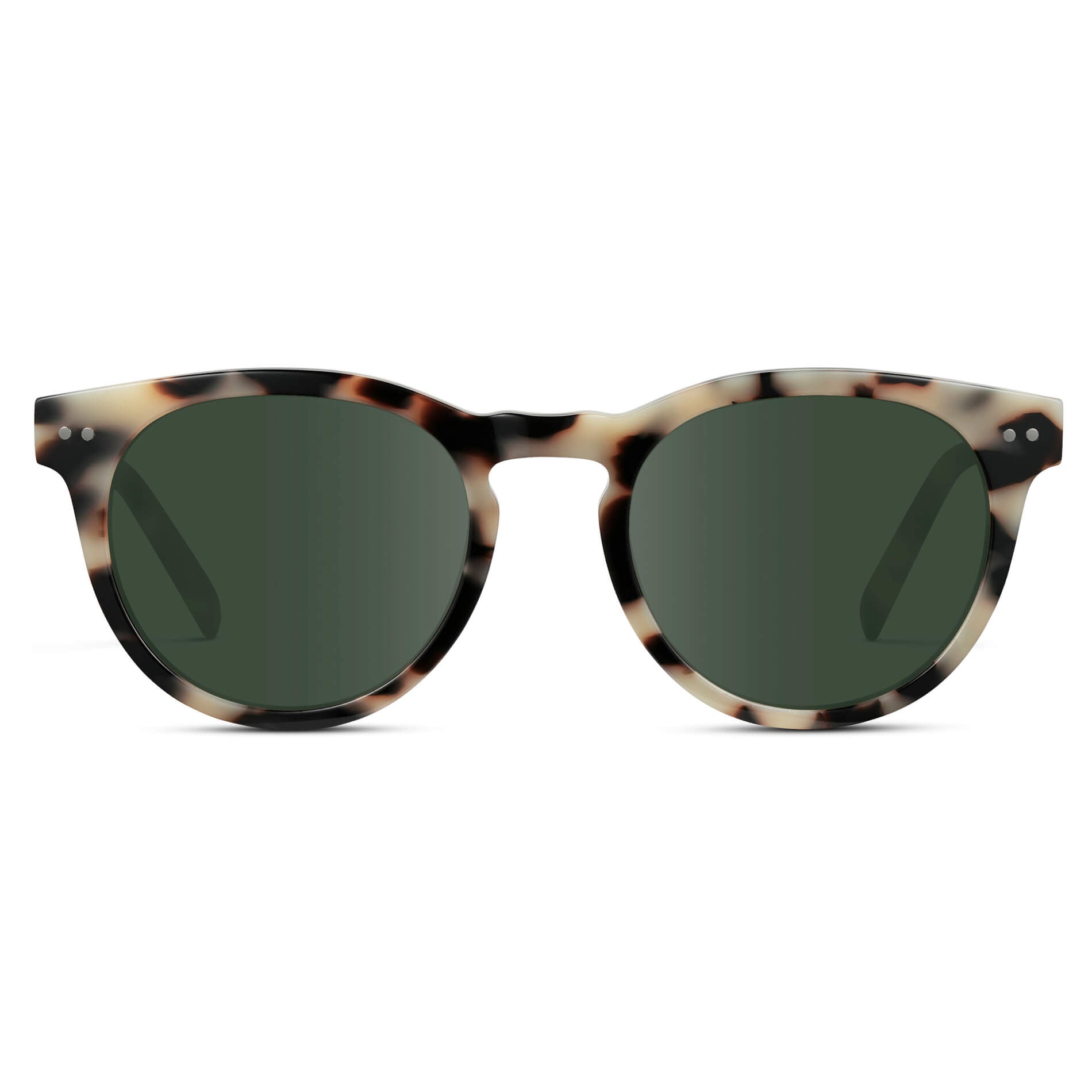 Beige Tortoise / G15 Lens / Medium || Tortoise Round Frame Prescription Sunglasses with Green Lenses