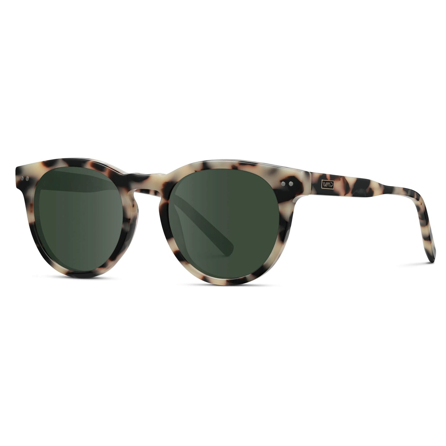 Beige Tortoise / G15 Lens || Tortoise Round Frame Prescription Sunglasses with Green Lenses