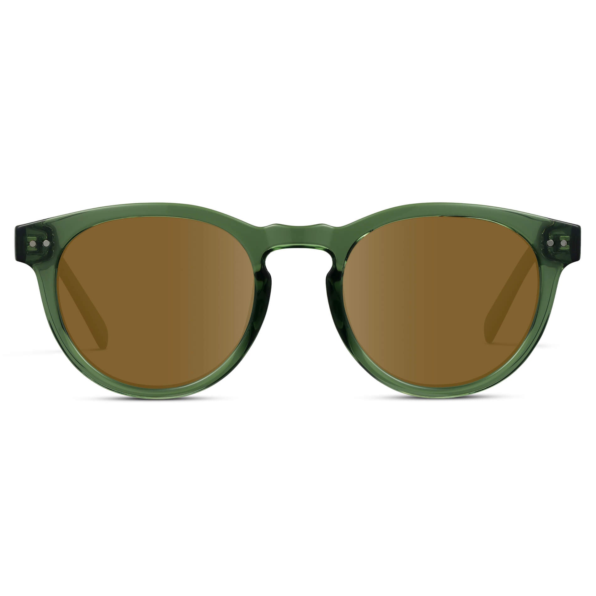 Emerald Green / Amber Lens / Medium || Emerald Green Round Frame with Brown Prescription Lens