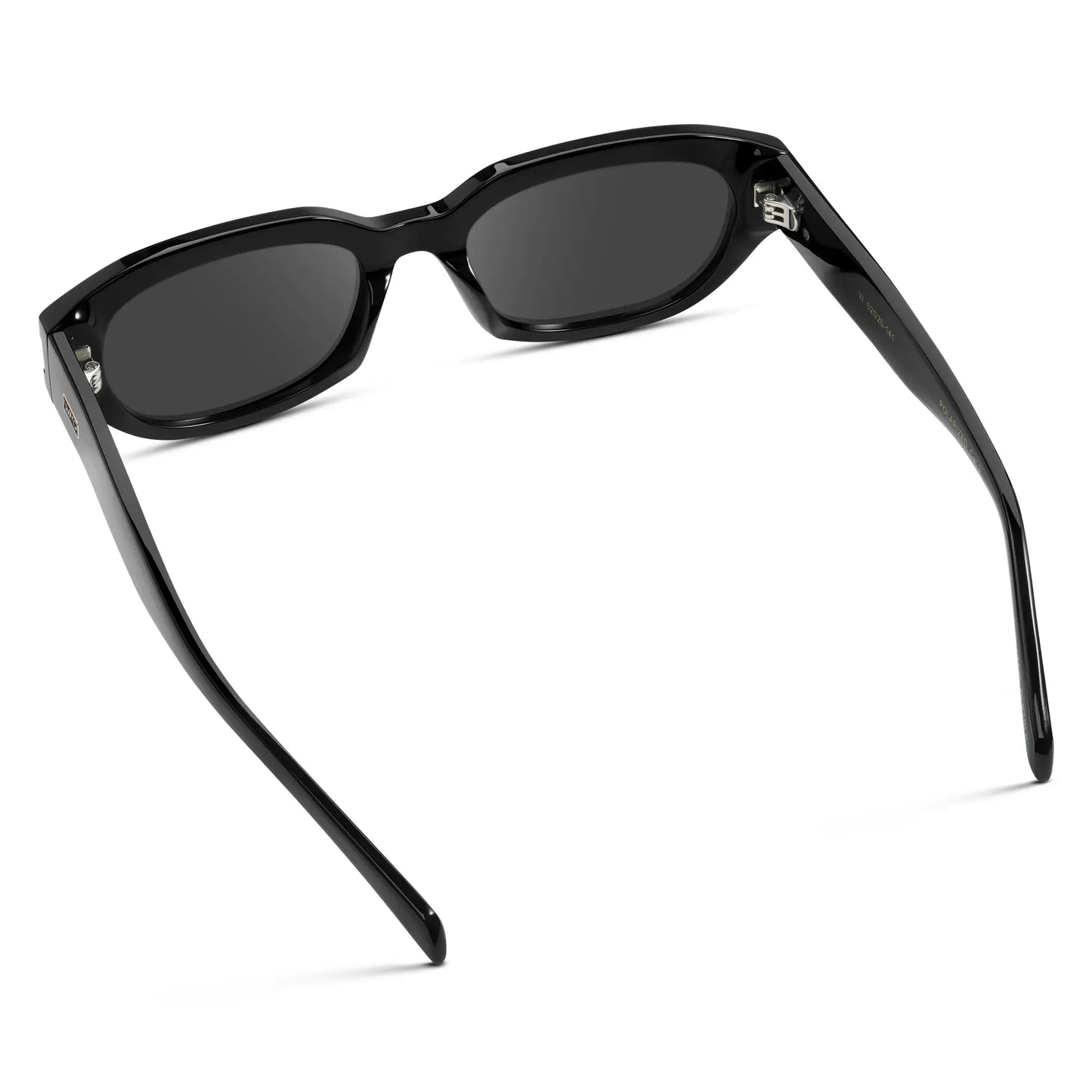 Black / Grey || Back view of Women's Oval Prescription Sunglasses with Black Frame and Grey Lenses on a white background