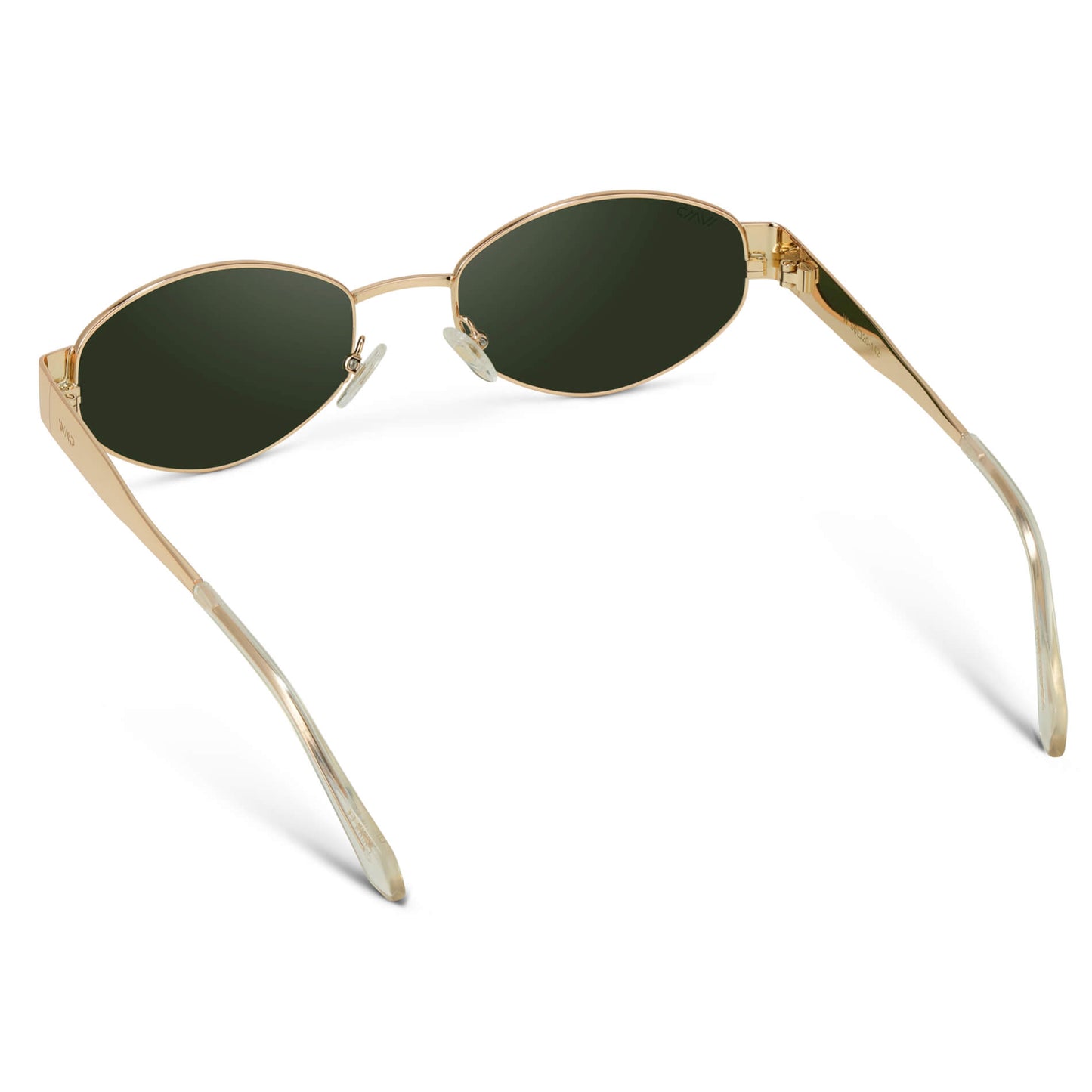 Gold / Smoke Green Lens || Trendy oval shape gold metal thick temple sunglasses with smoke green lenses