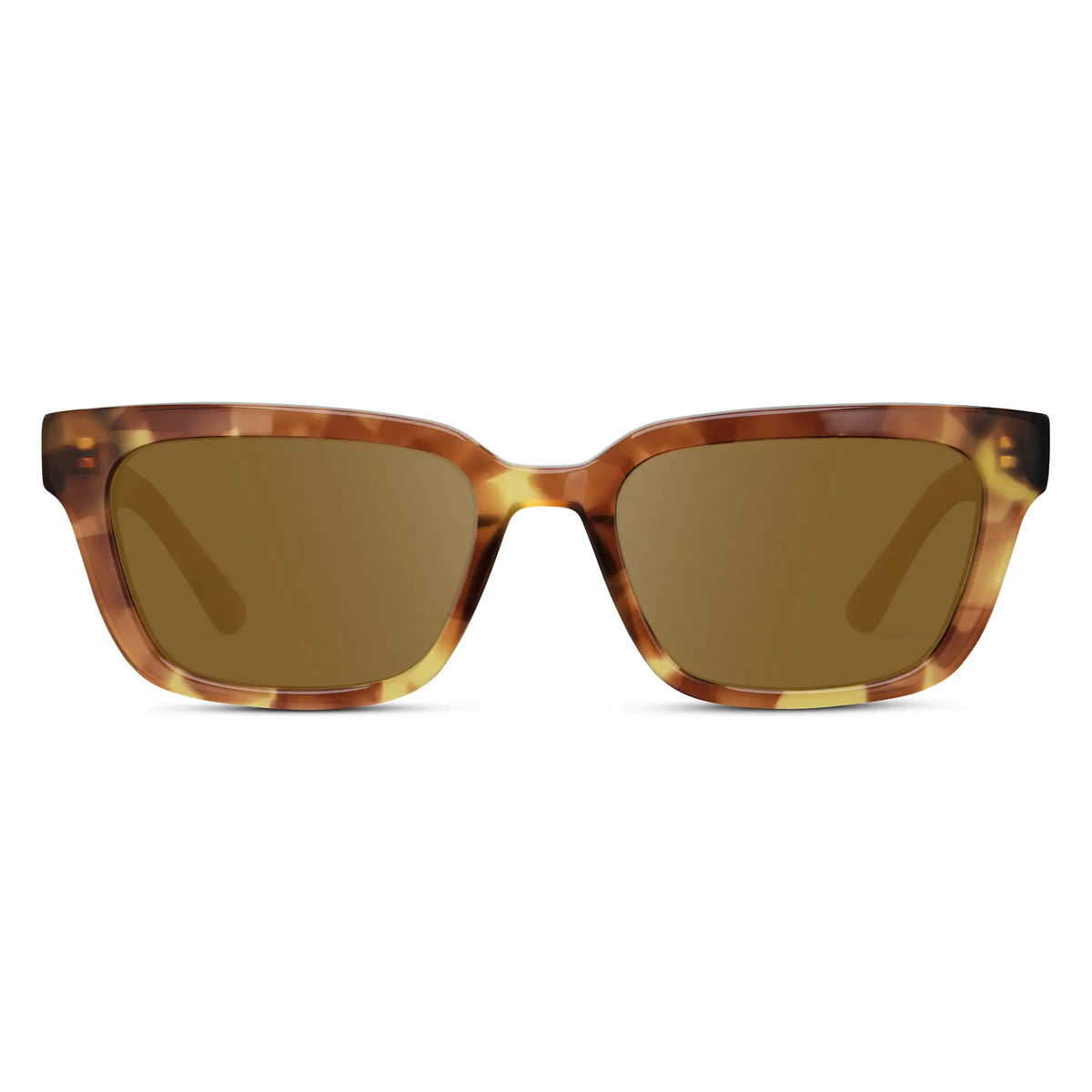 Honeycomb Tortoise / Amber || Women's Rectangular Prescription Sunglasses with Honeycomb Tortoise Acetate Frame and Brown Prescription Lenses