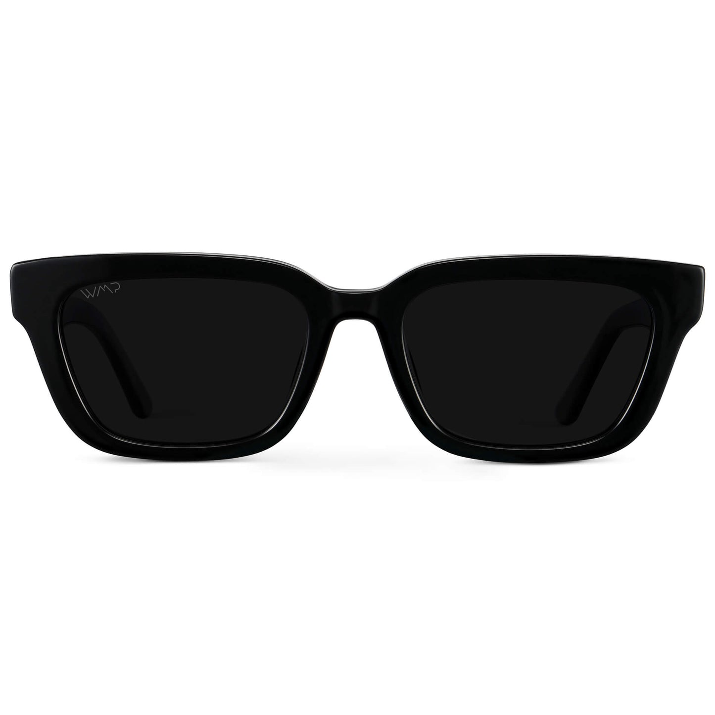 Black / Triple Black Lens || Women's Rectangular Polarized Sunglasses with Black Acetate Frame and Black Lens