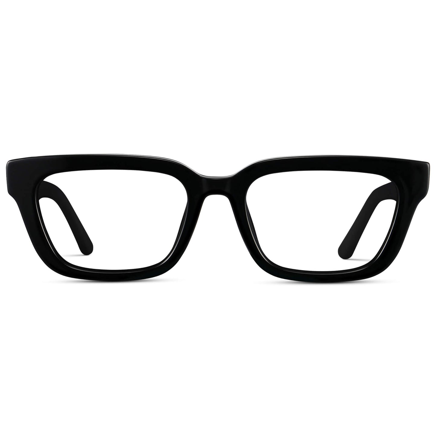 Black || Women's Rectangular Prescription Eyeglasses with Black Acetate Frame and Clear Prescription Lenses