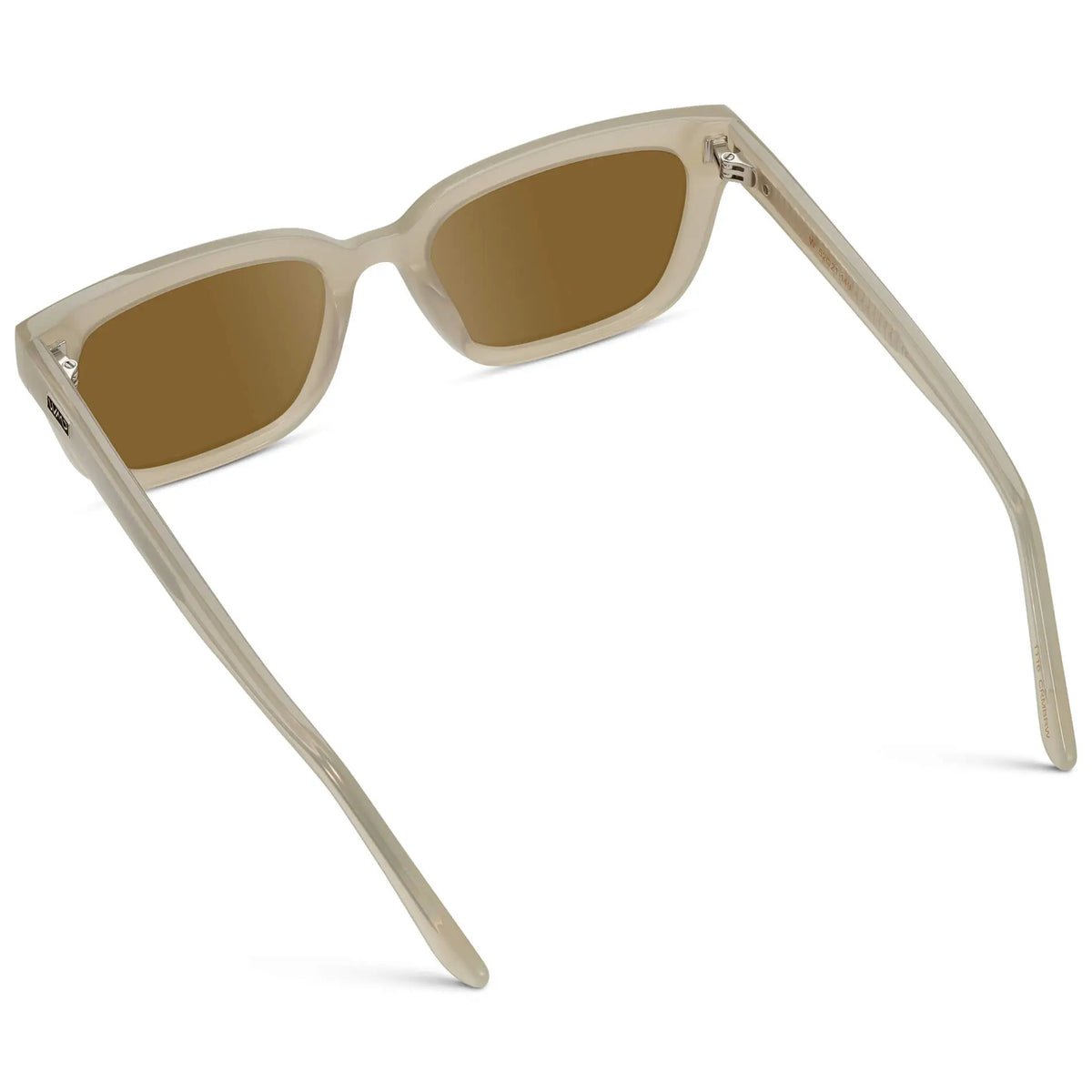 Pearl Beige / Amber || Back view of Women's Rectangular Prescription Sunglasses with Pearl Beige Acetate Frame and Brown Prescription Lenses on a white background