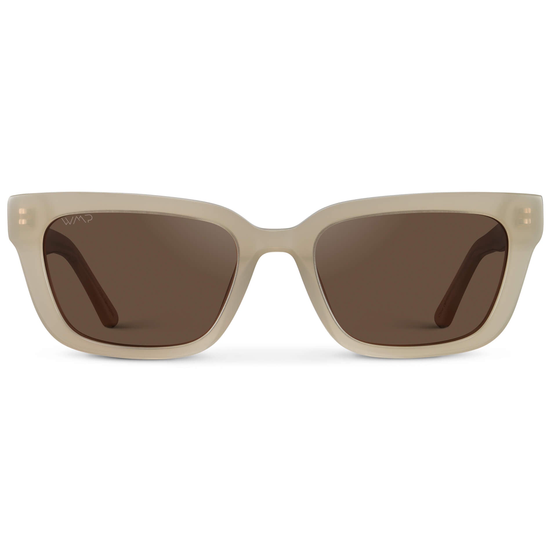 Pearl Beige / Brown Lens || Women's Rectangular Polarized Sunglasses with Beige Acetate Frame and Brown Lens