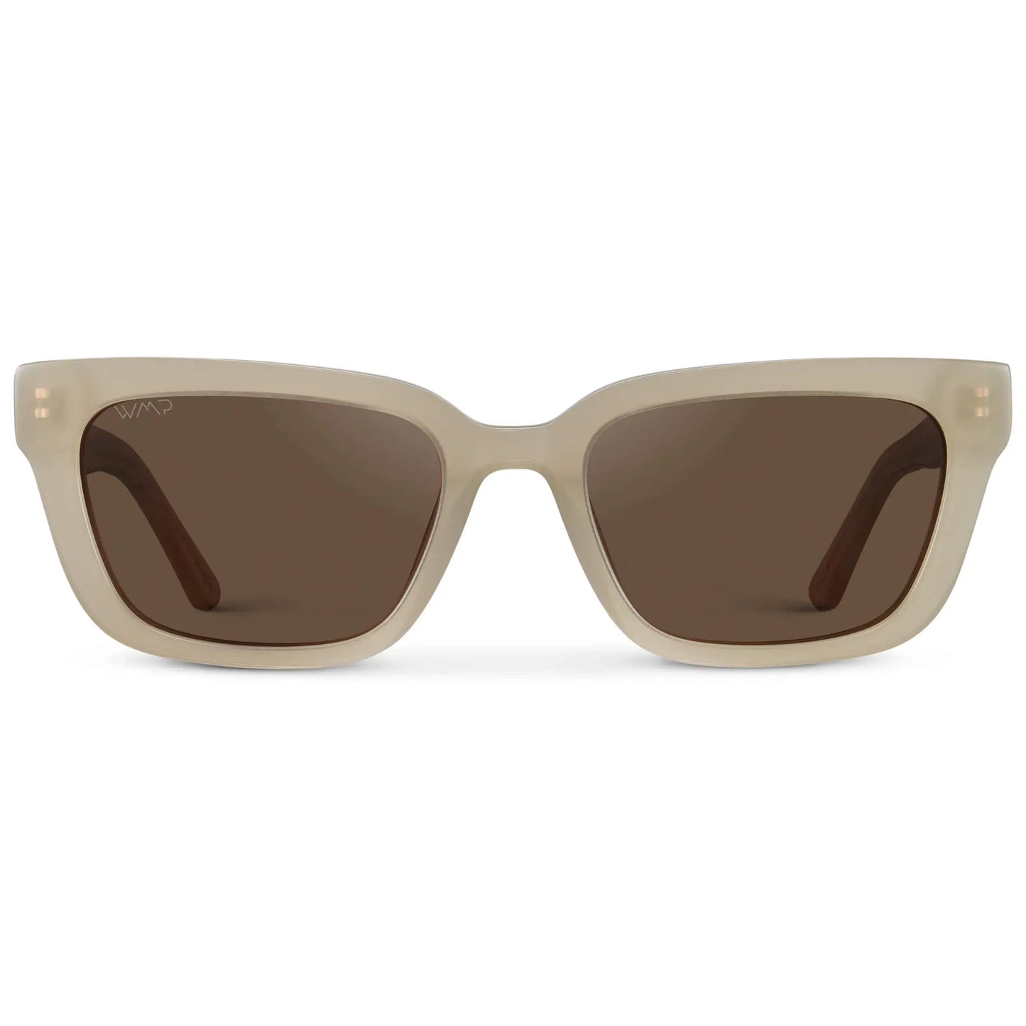 Pearl Beige / Brown Lens || Women's Rectangular Polarized Sunglasses with Beige Acetate Frame and Brown Lens